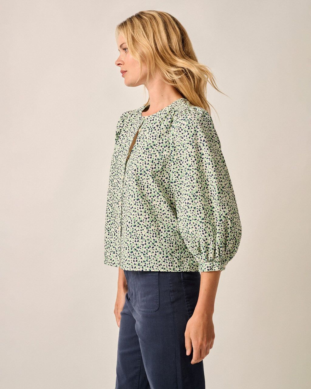 Johnnie-O Blair Cotton Button Down Smock Blouse