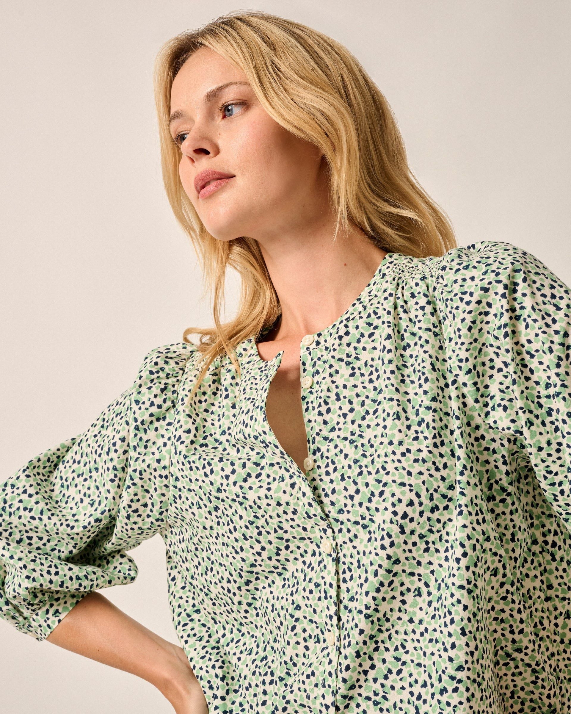 Johnnie-O Blair Cotton Button Down Smock Blouse