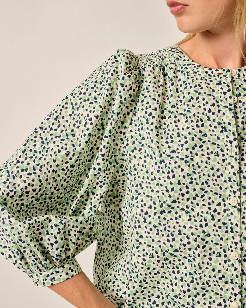 Johnnie-O Blair Cotton Button Down Smock Blouse