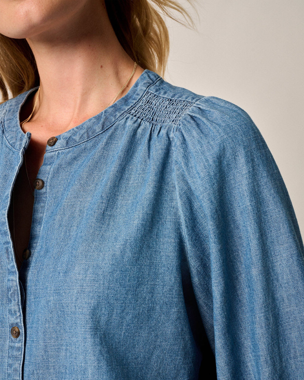 Johnnie-O Blair Cotton Button Down Smock Blouse