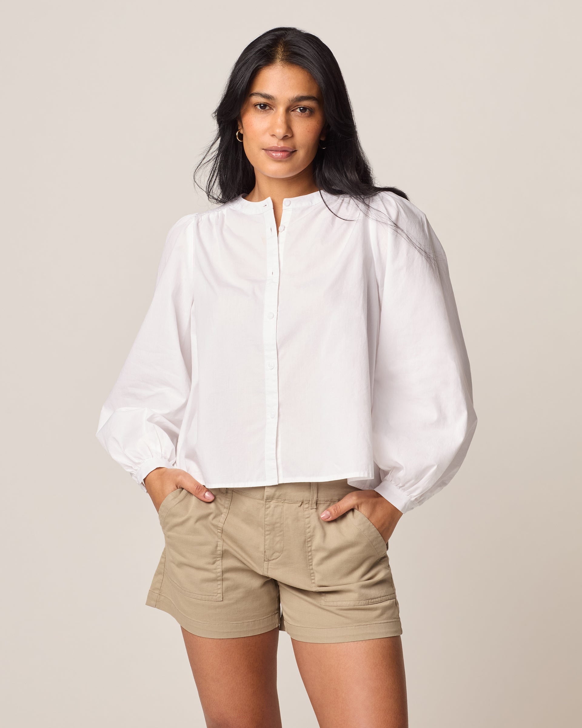 Johnnie-O Blair Cotton Button Down Smock Blouse