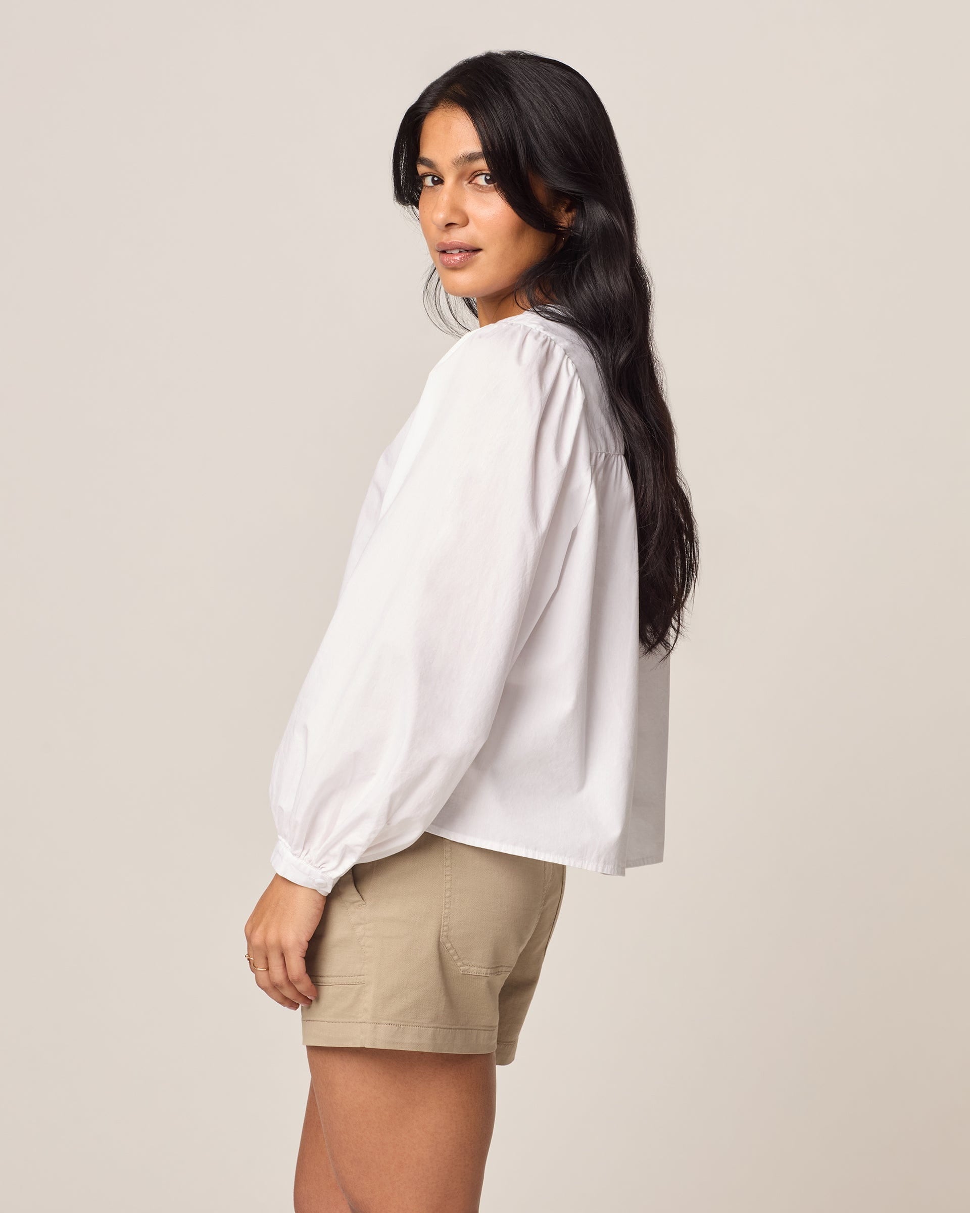 Johnnie-O Blair Cotton Button Down Smock Blouse