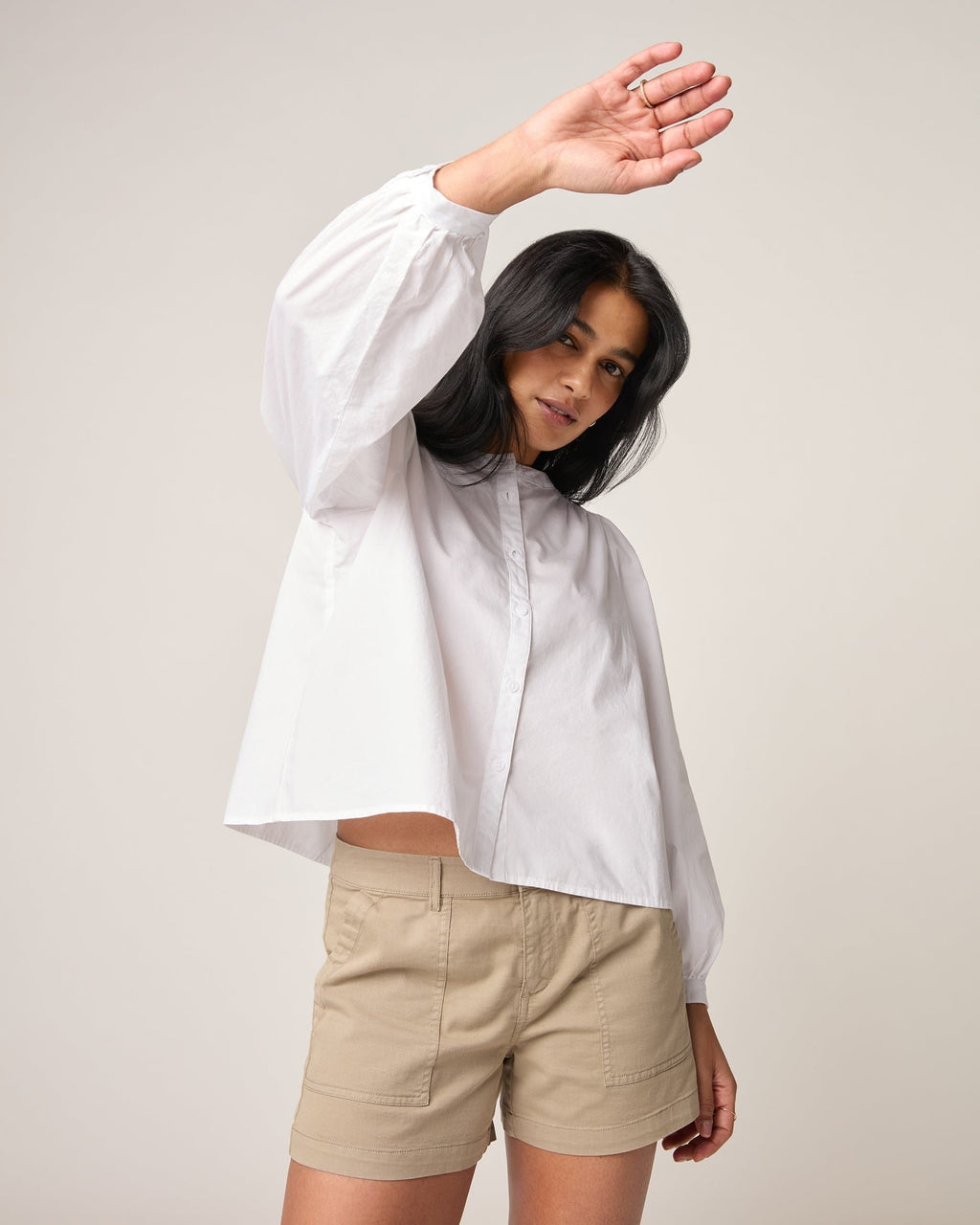 Johnnie-O Blair Cotton Button Down Smock Blouse