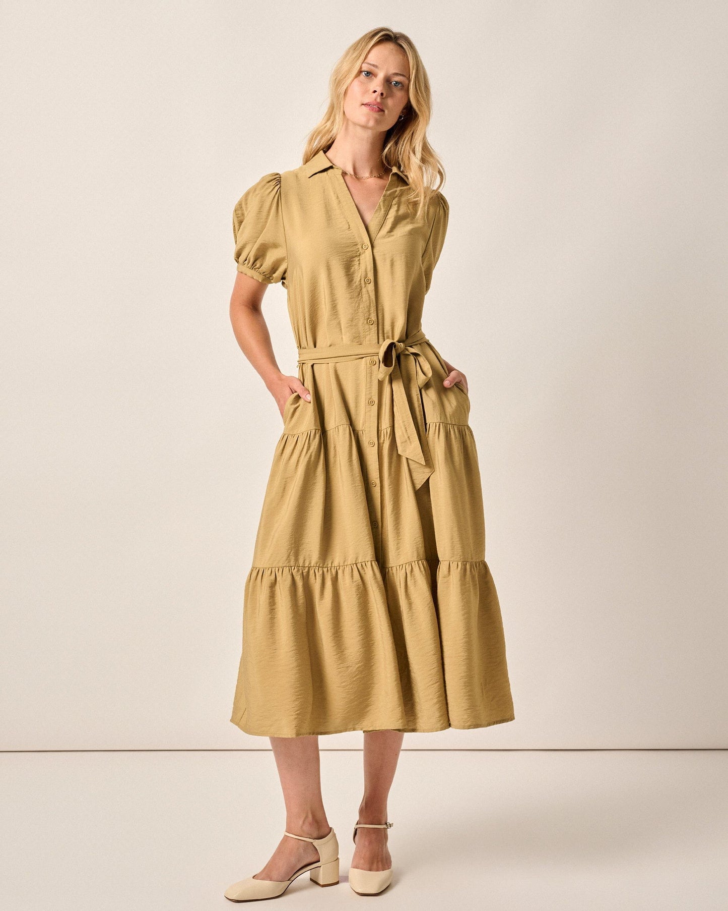 Johnnie-O Lorelai Button Up Tiered Maxi Dress