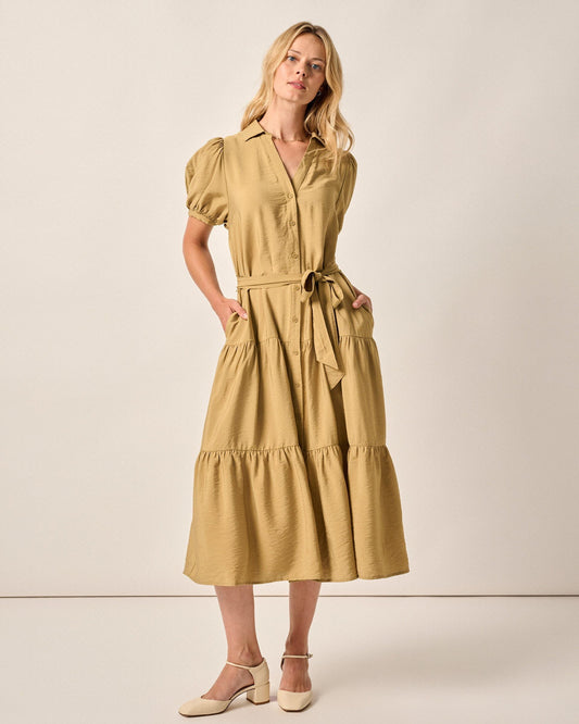 Johnnie-O Lorelai Button Up Tiered Maxi Dress