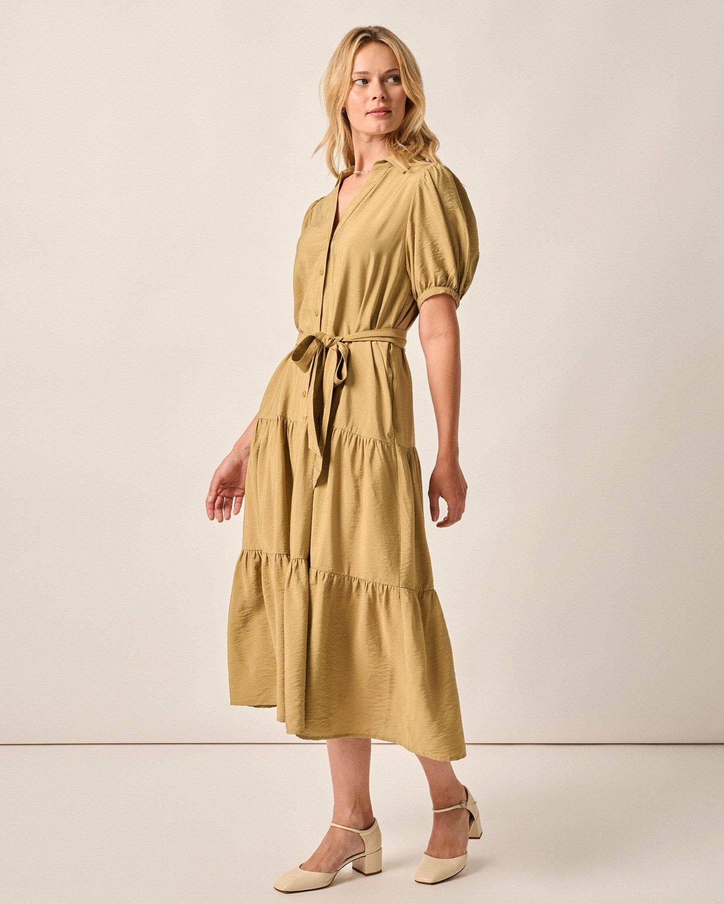 Johnnie-O Lorelai Button Up Tiered Maxi Dress