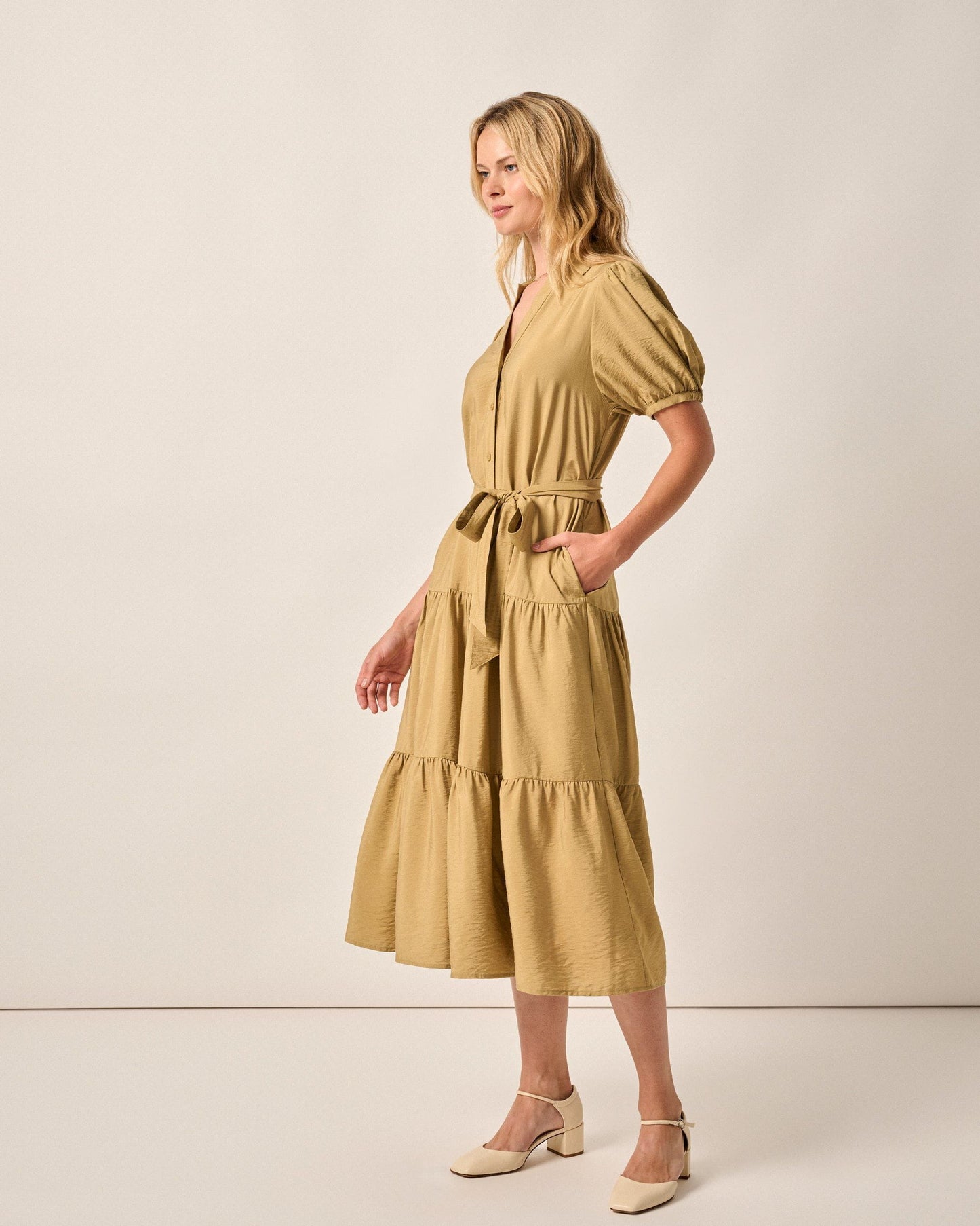 Johnnie-O Lorelai Button Up Tiered Maxi Dress
