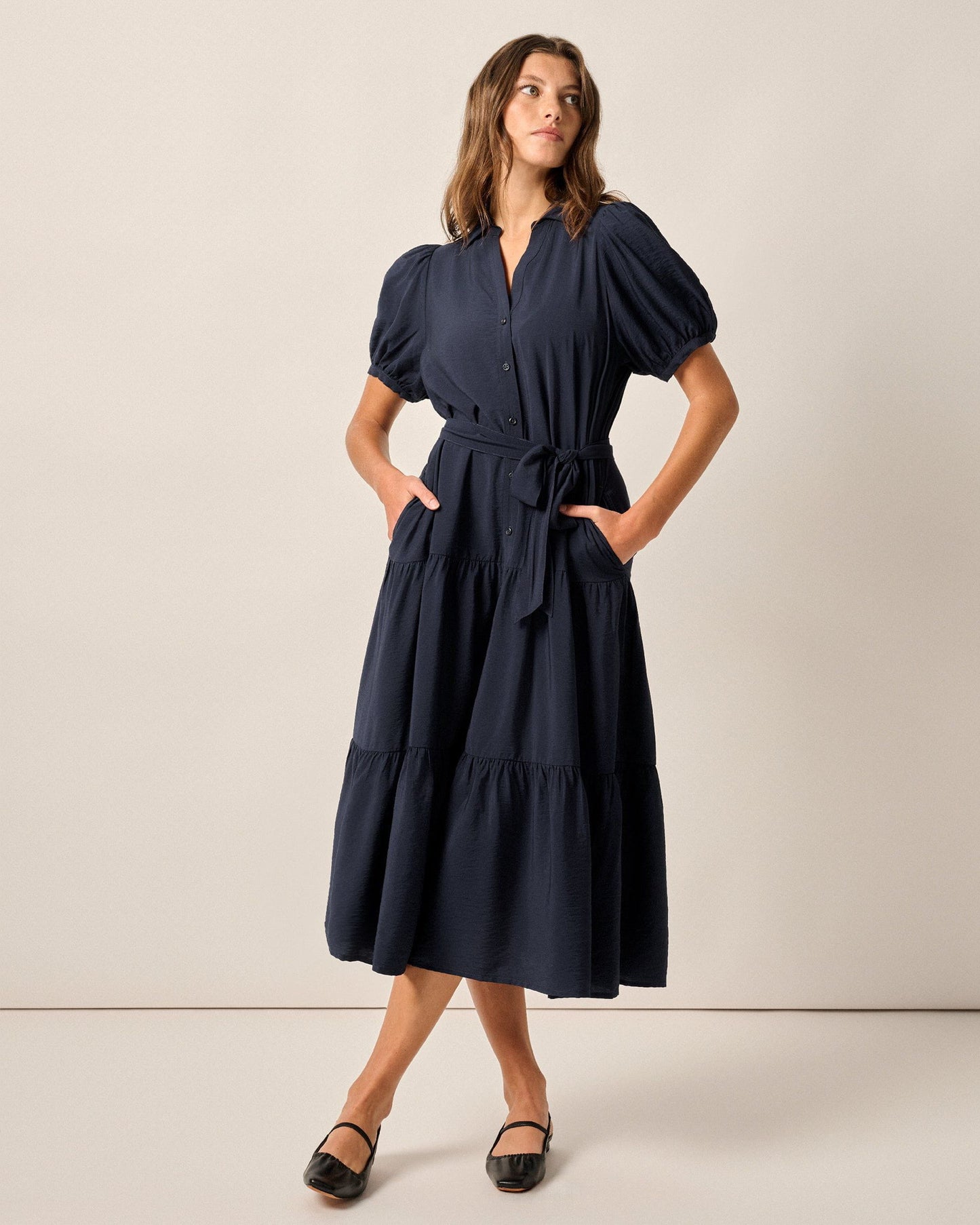 Johnnie-O Lorelai Button Up Tiered Maxi Dress