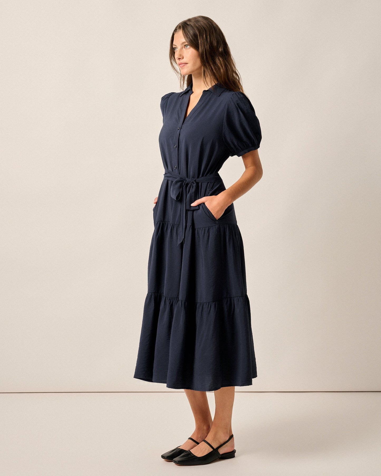 Johnnie-O Lorelai Button Up Tiered Maxi Dress