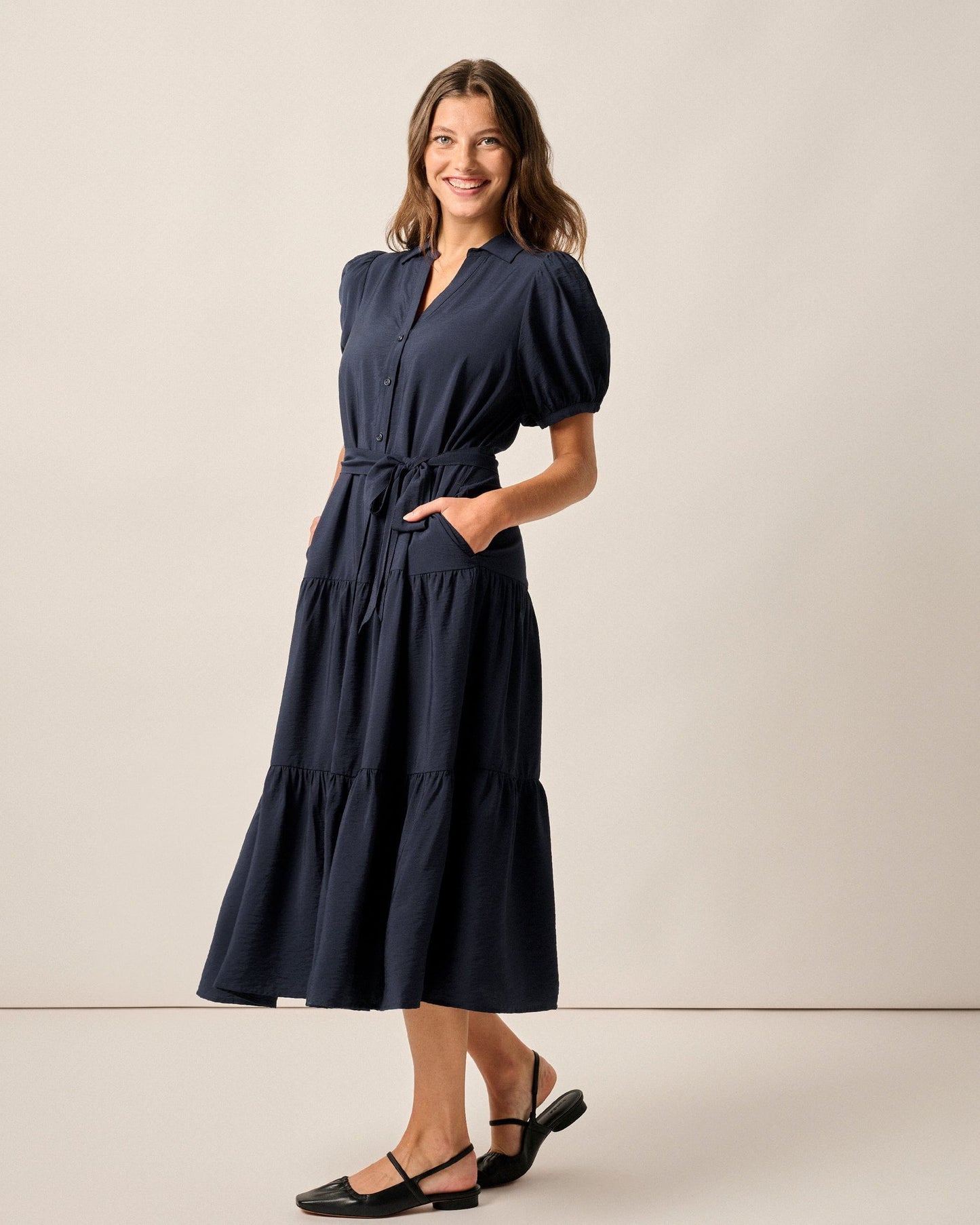 Johnnie-O Lorelai Button Up Tiered Maxi Dress