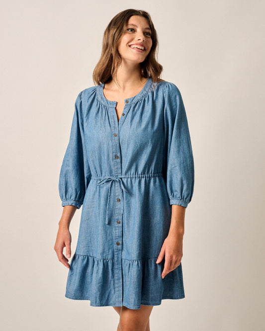 Johnnie-O Becca Tiered Chambray Mini Dress