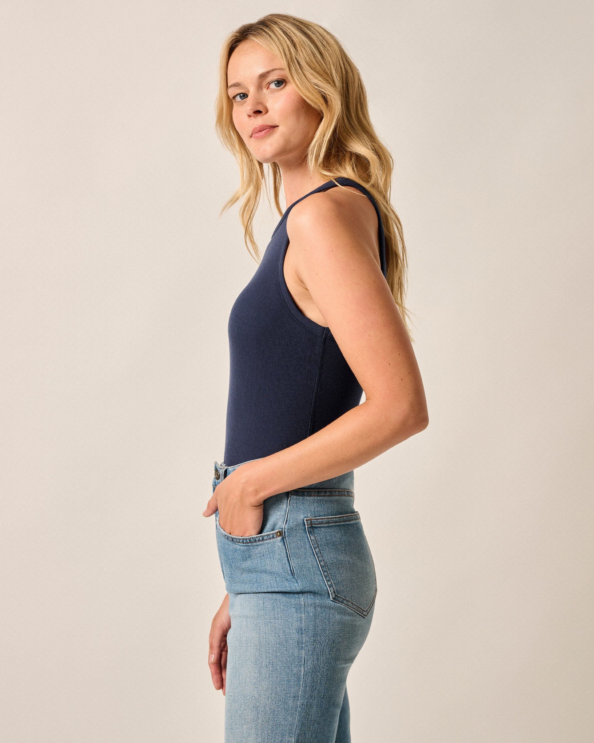 Johnnie-O Heritage Cotton Blend Tank Top, Navy