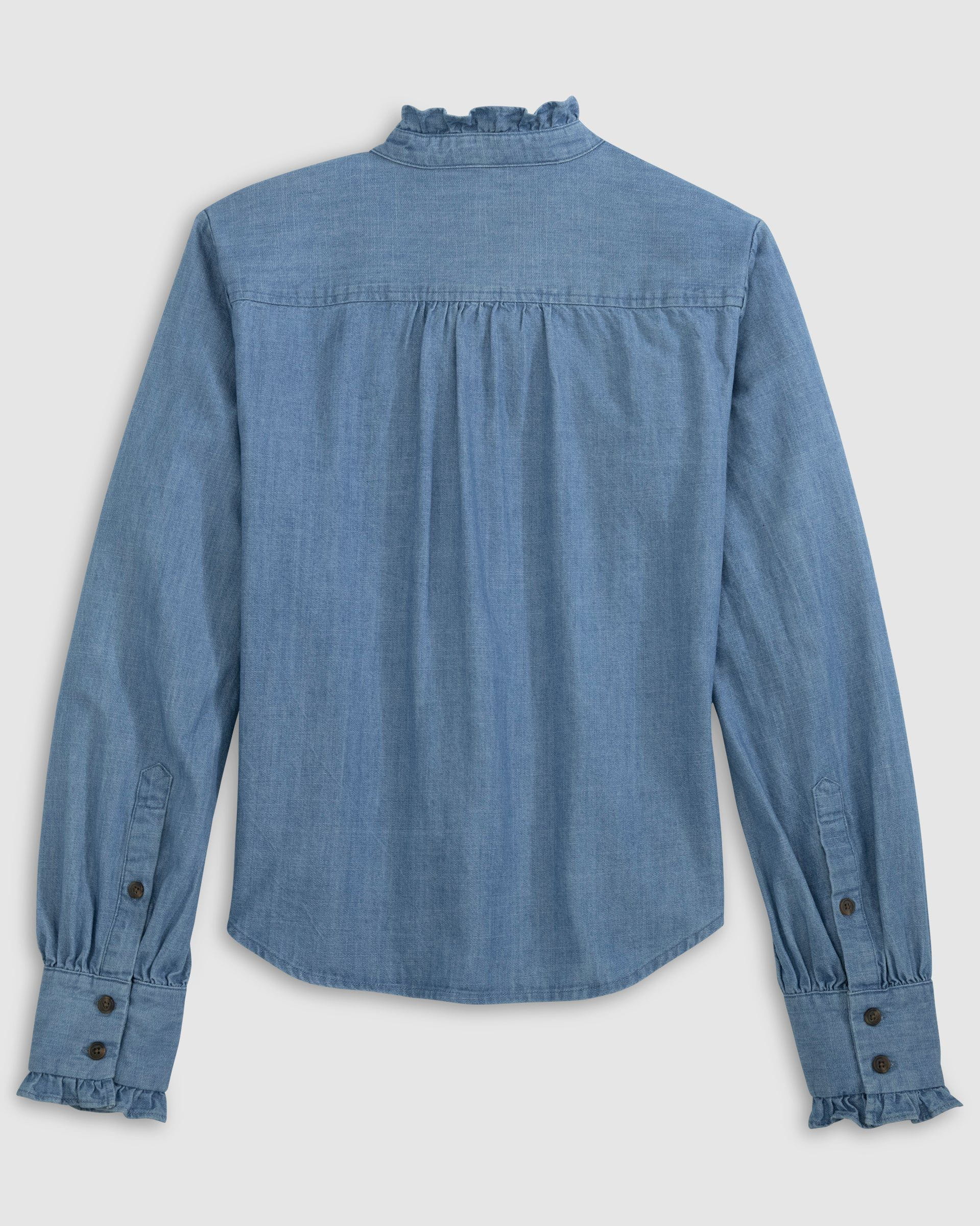 Johnnie-O Layla Ruffled Chambray Blouse, Chambray