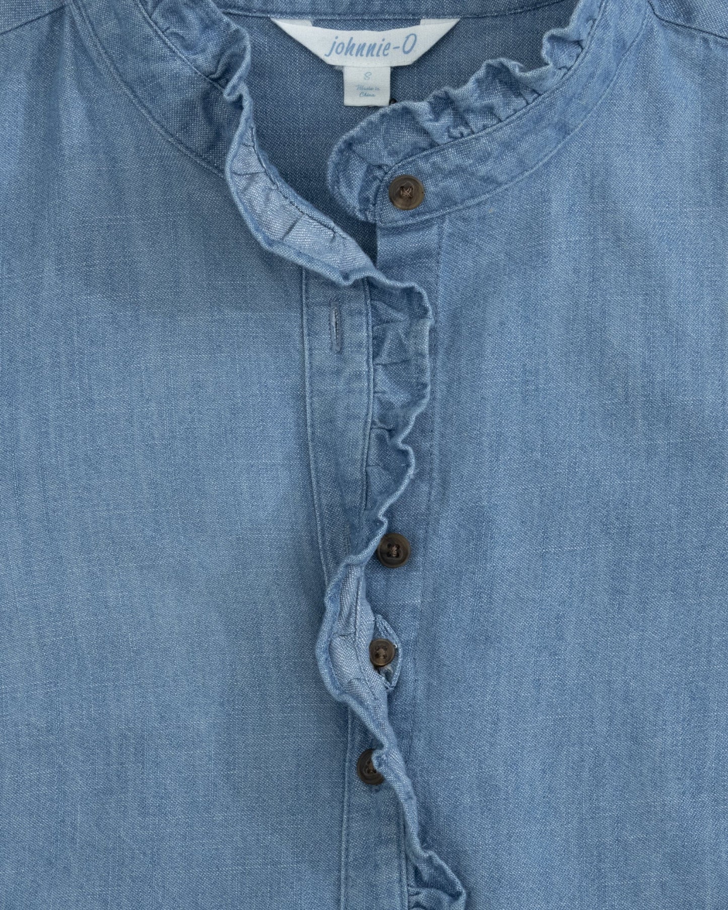 Johnnie-O Layla Ruffled Chambray Blouse