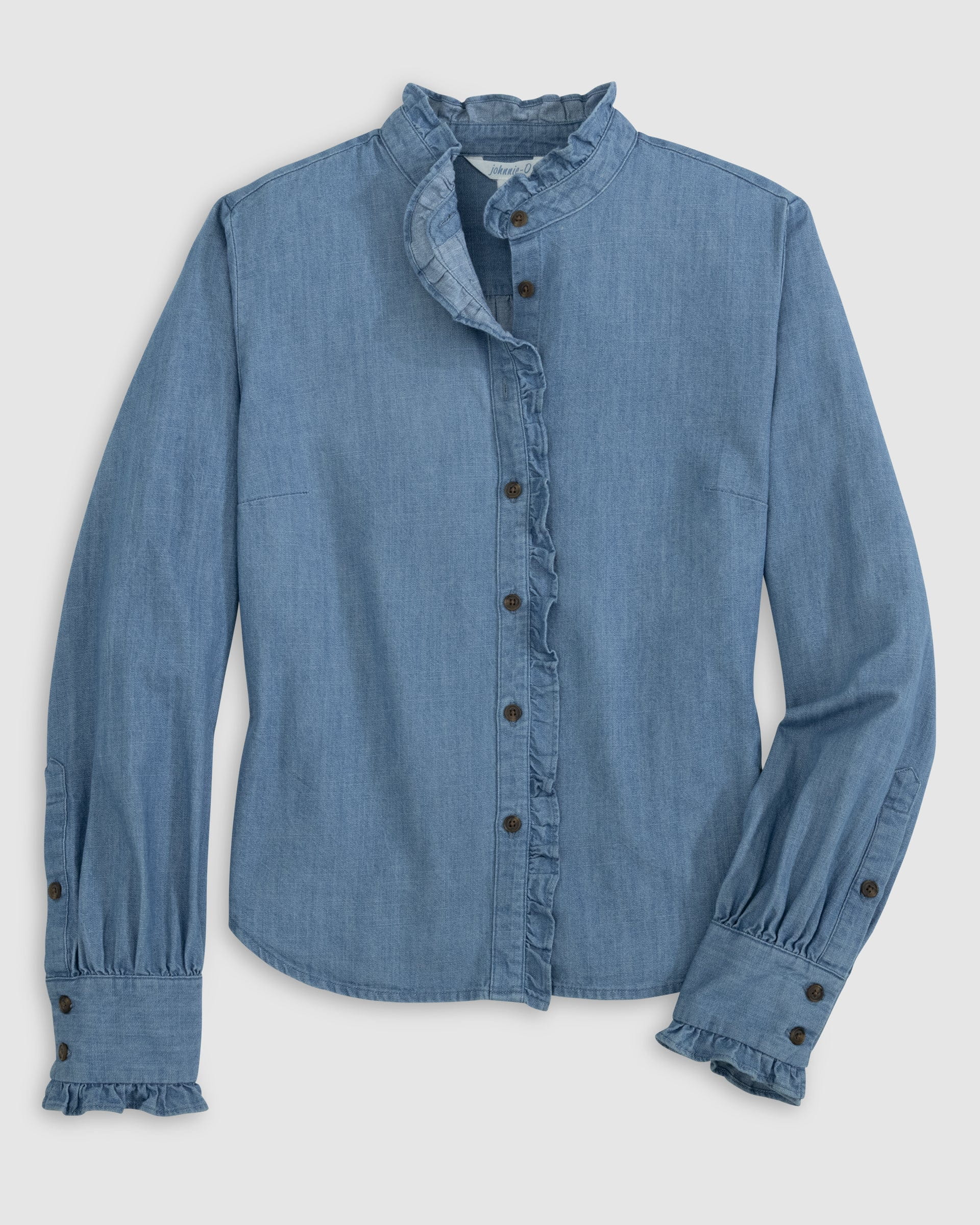 Johnnie-O Layla Ruffled Chambray Blouse, Chambray