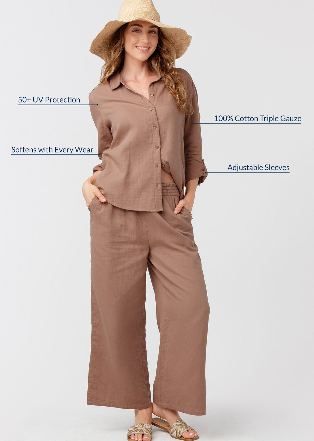 Cabana Life Gauze Button Down Shirt, Sand