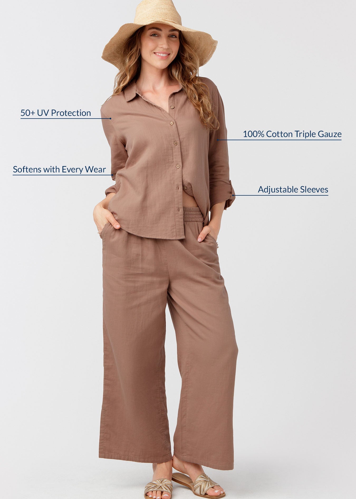 Cabana Life Gauze Button Down Shirt, Sand