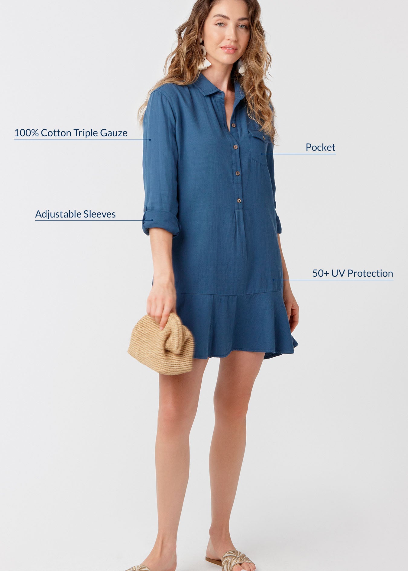 Cabana Life Harbor Gauze Button Front Shirt Dress