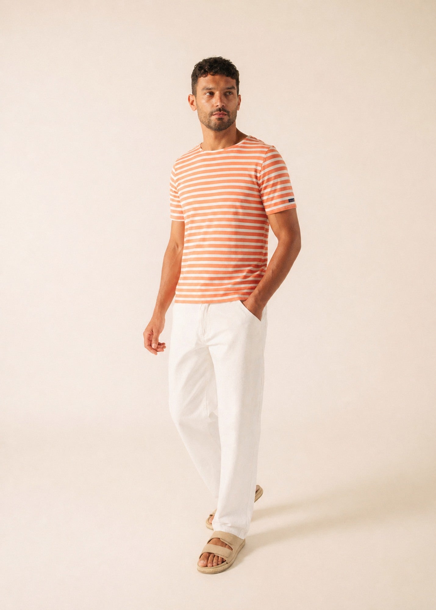 Saint James LEVANT MODERN Breton Shirt (CLAY / WHITE)