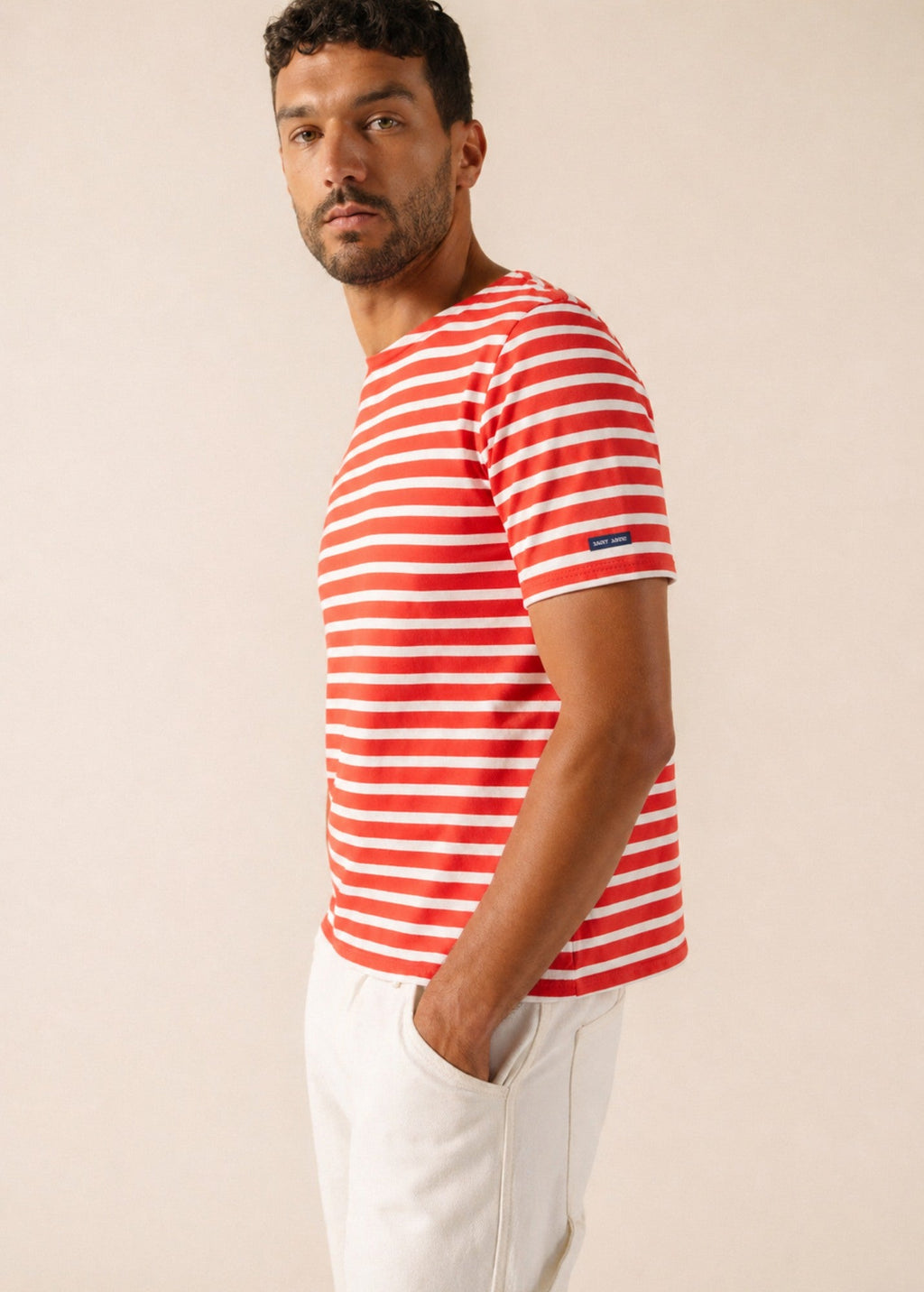 Saint James LEVANT MODERN Breton Shirt (POPPY RED / WHITE)