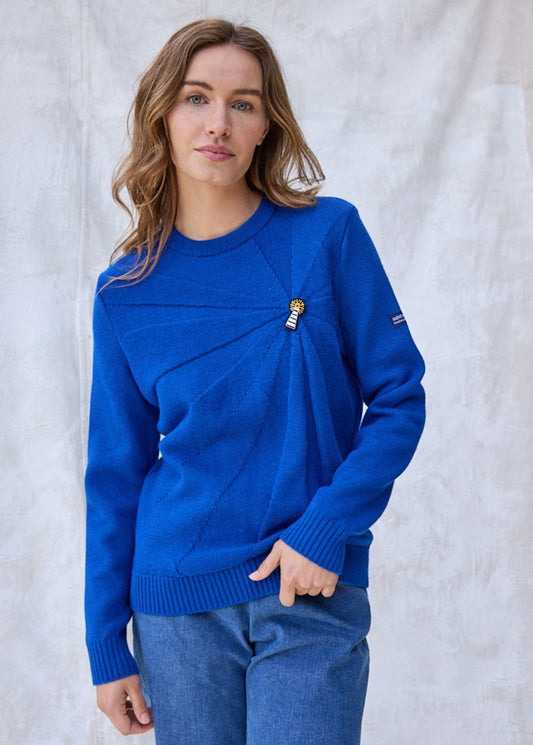 Saint James Lighthouse Wool Sweater With Lighthouse Brooch By Macon & Lesquoy Royal Blue