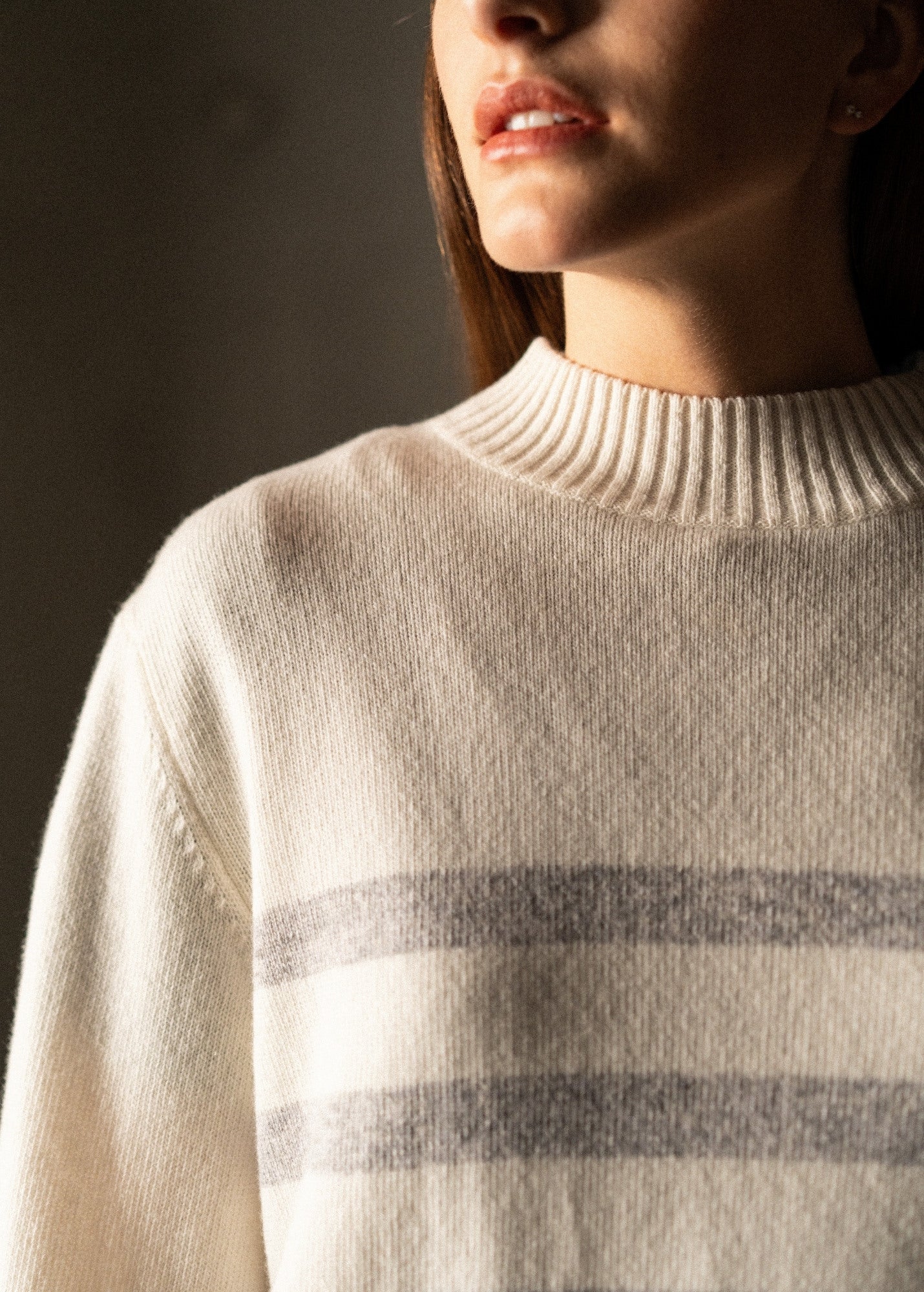Saint James LUGANO - Striped Wool Sweater for Women (WINTER WHITE / GRAY)