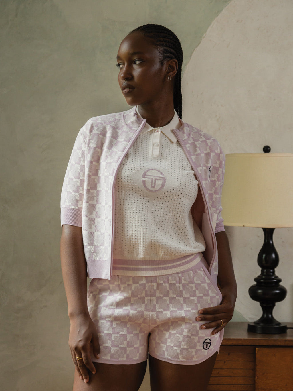 Leila Short Sleeve Track Jacket- Pale Mauve