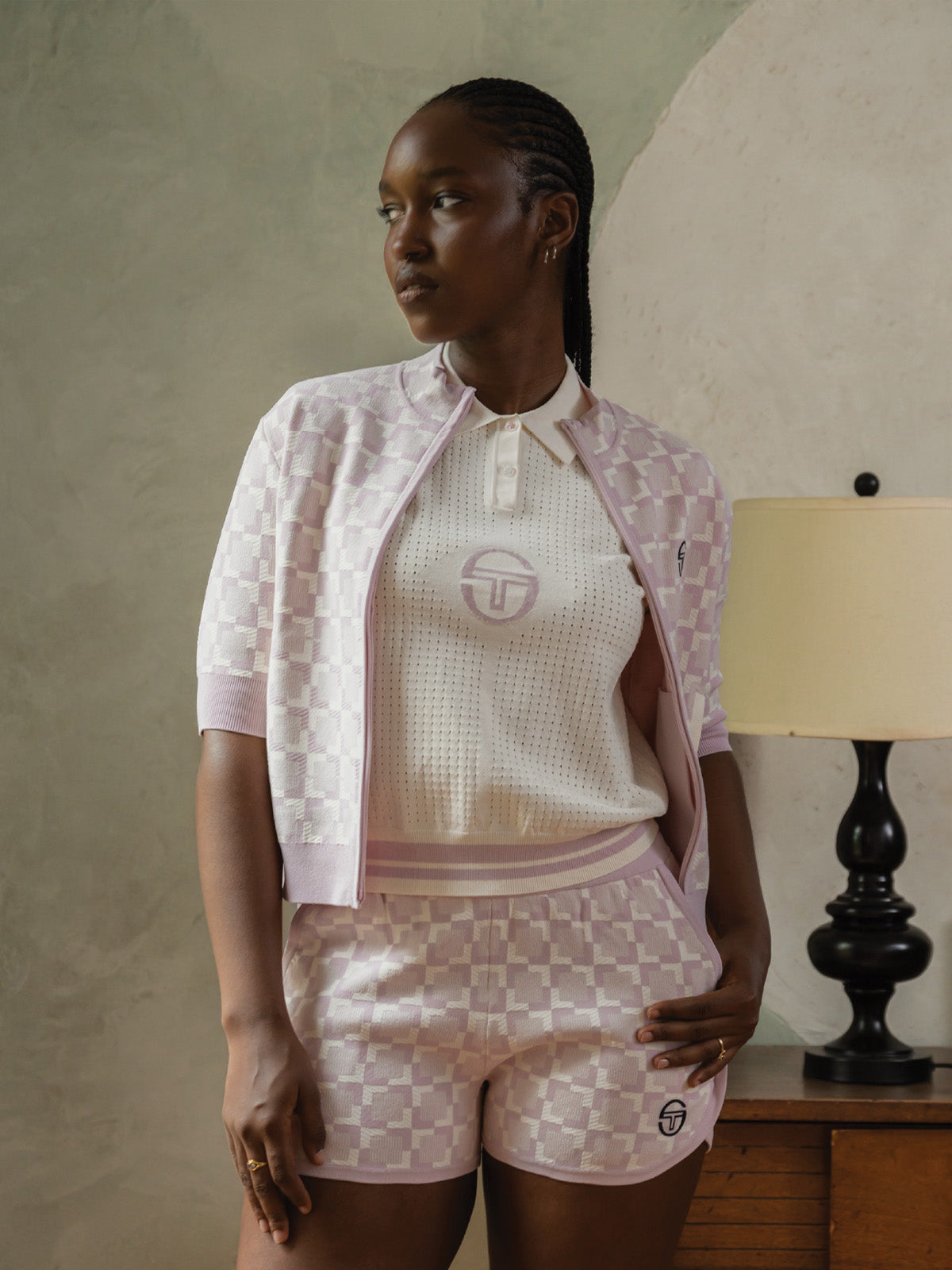 Leila Short Sleeve Track Jacket- Pale Mauve