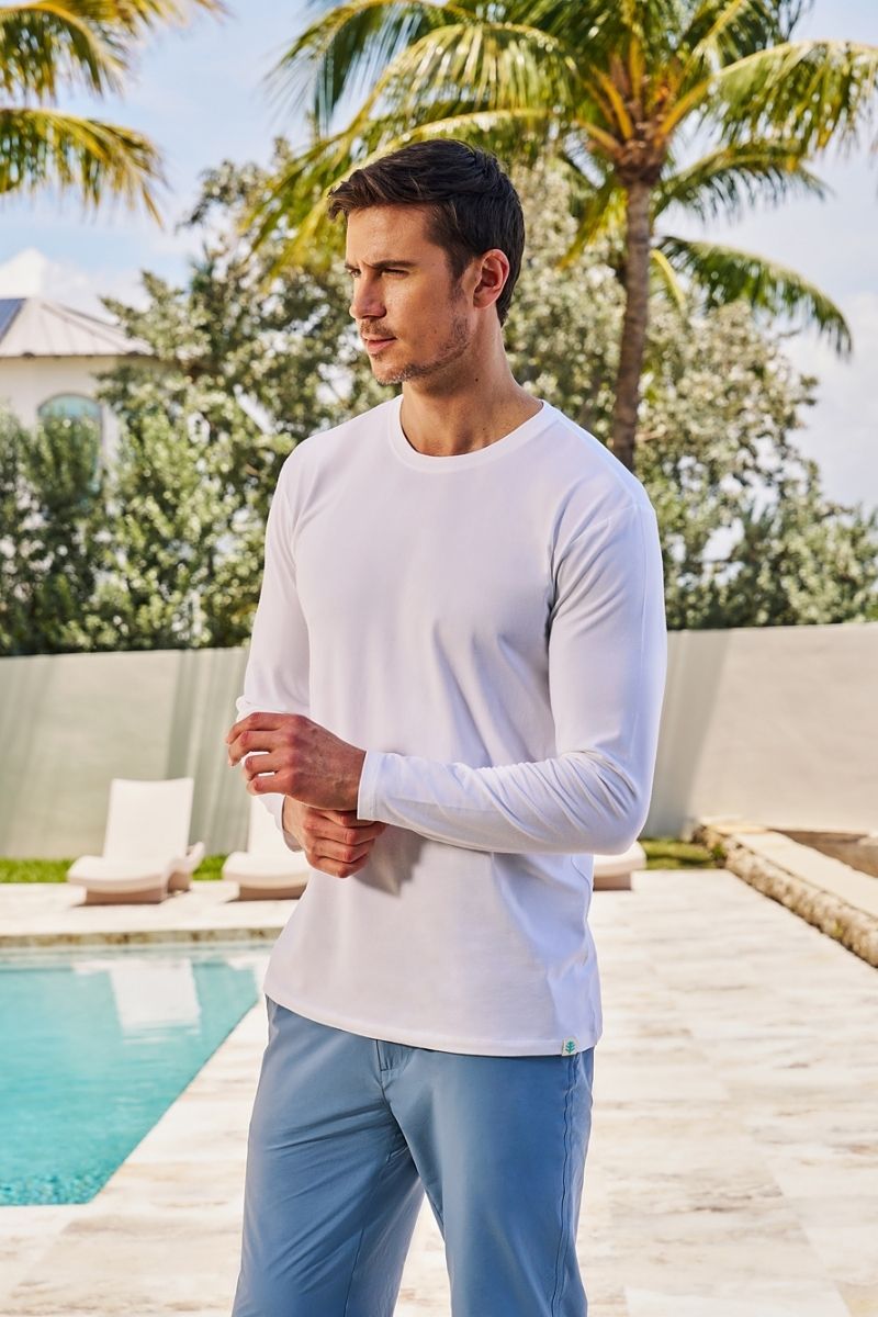 Coolibar Men's Morada Everyday Long Sleeve T-Shirt, White
