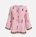 Calypso St Barth Seena Linen Hand Embroidered Top