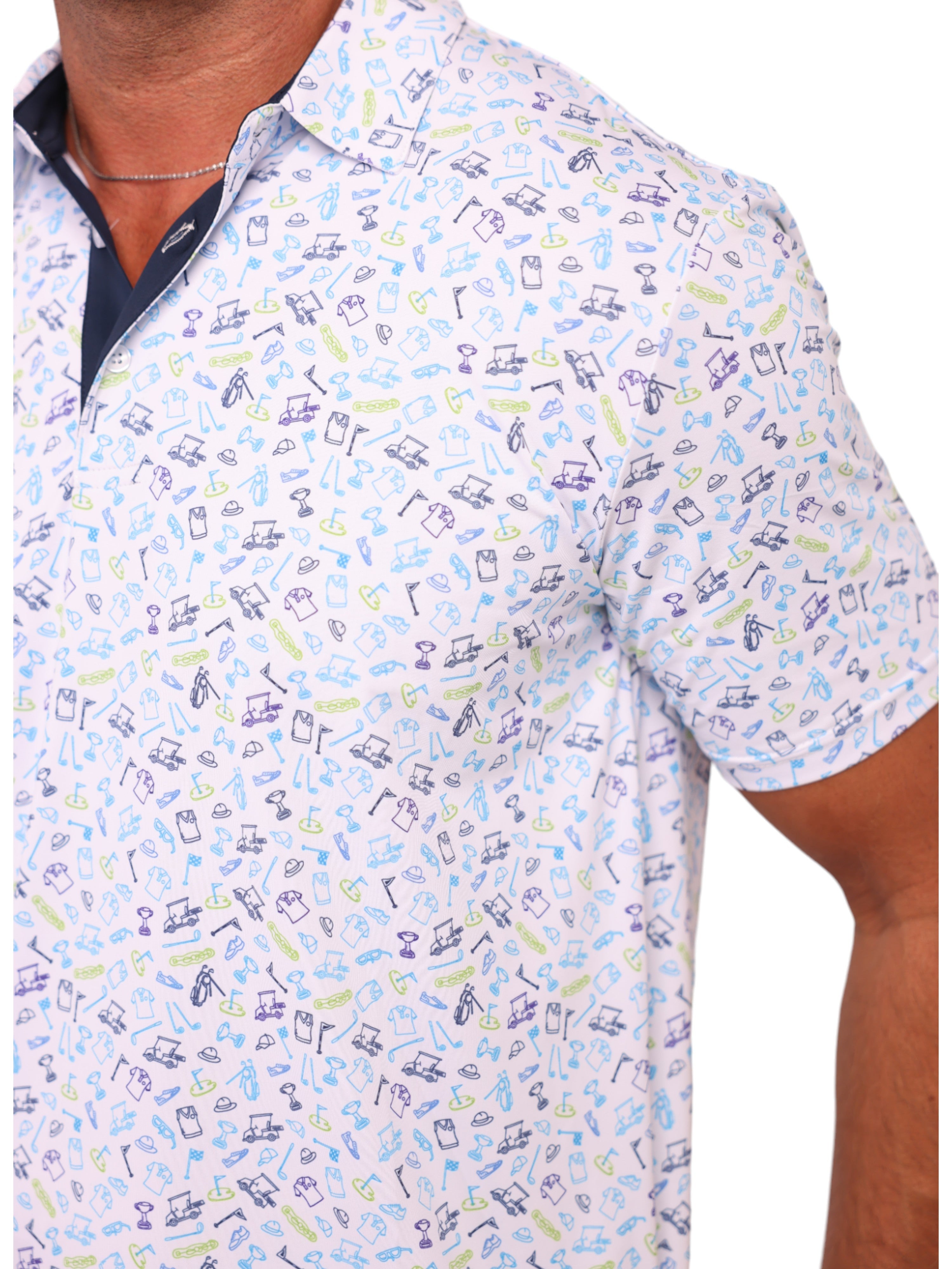 White Water Links Print Polo