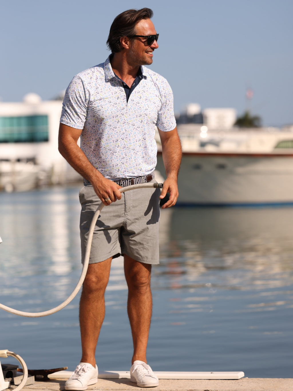 White Water Links Print Polo