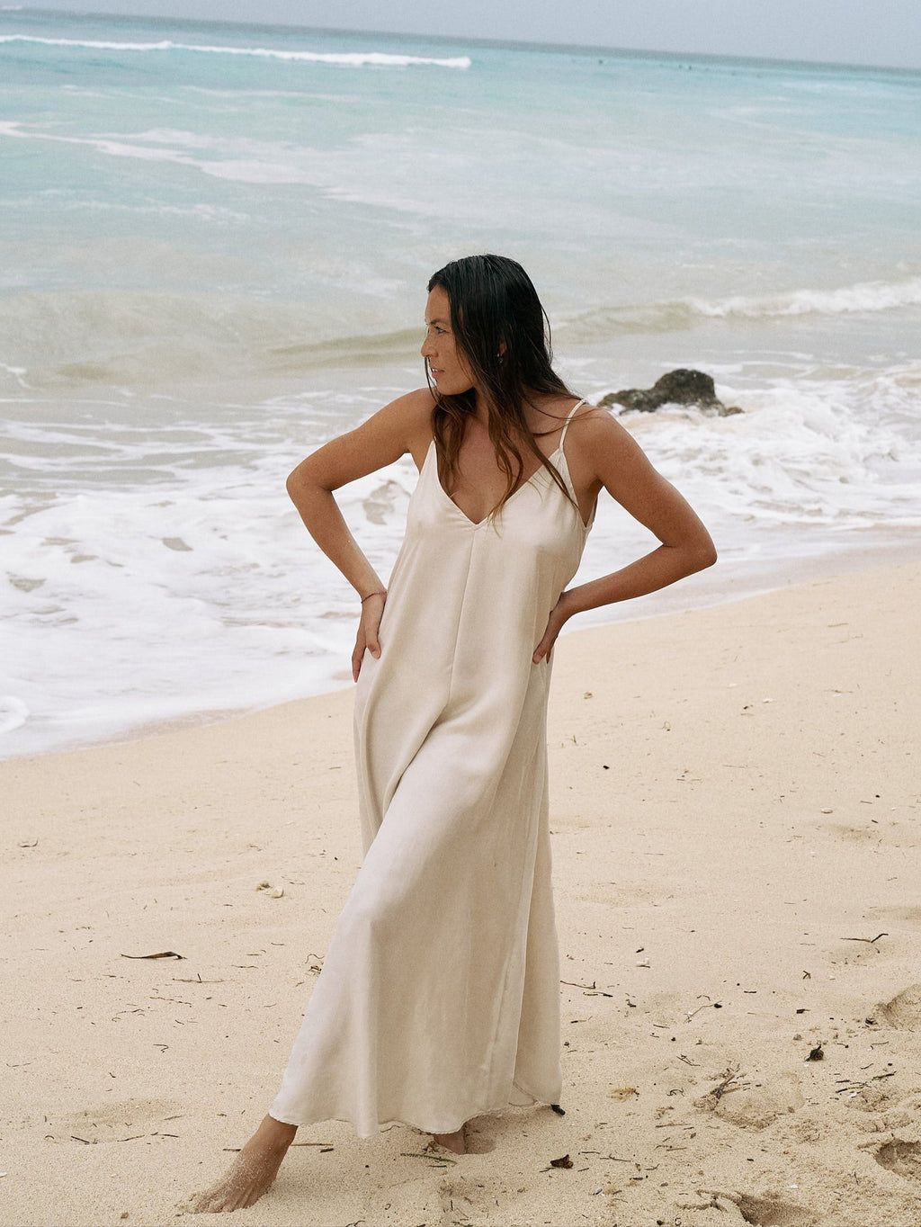 The Handloom Lucid Flow Maxi Dress Sand