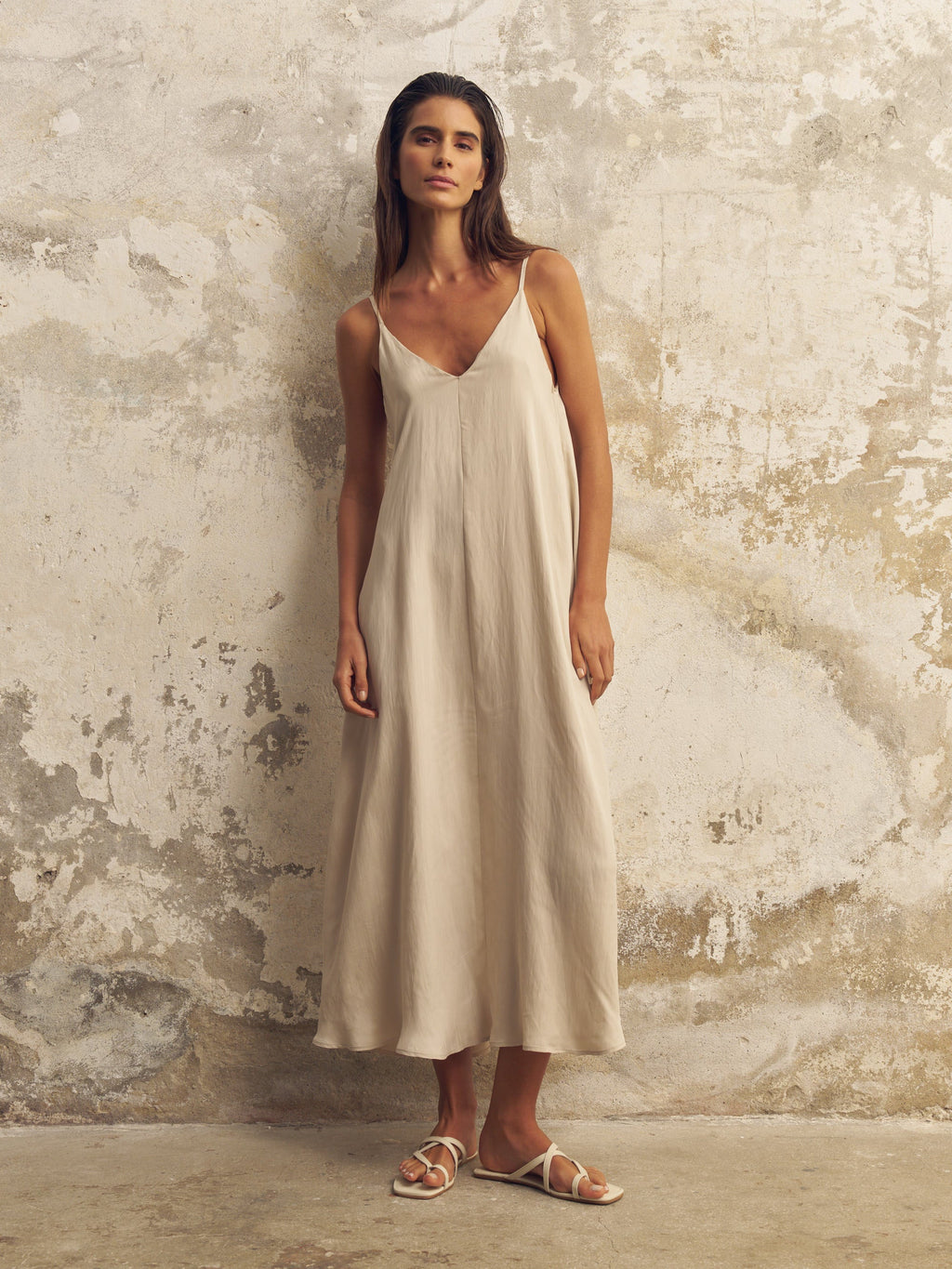 The Handloom Lucid Flow Maxi Dress Sand