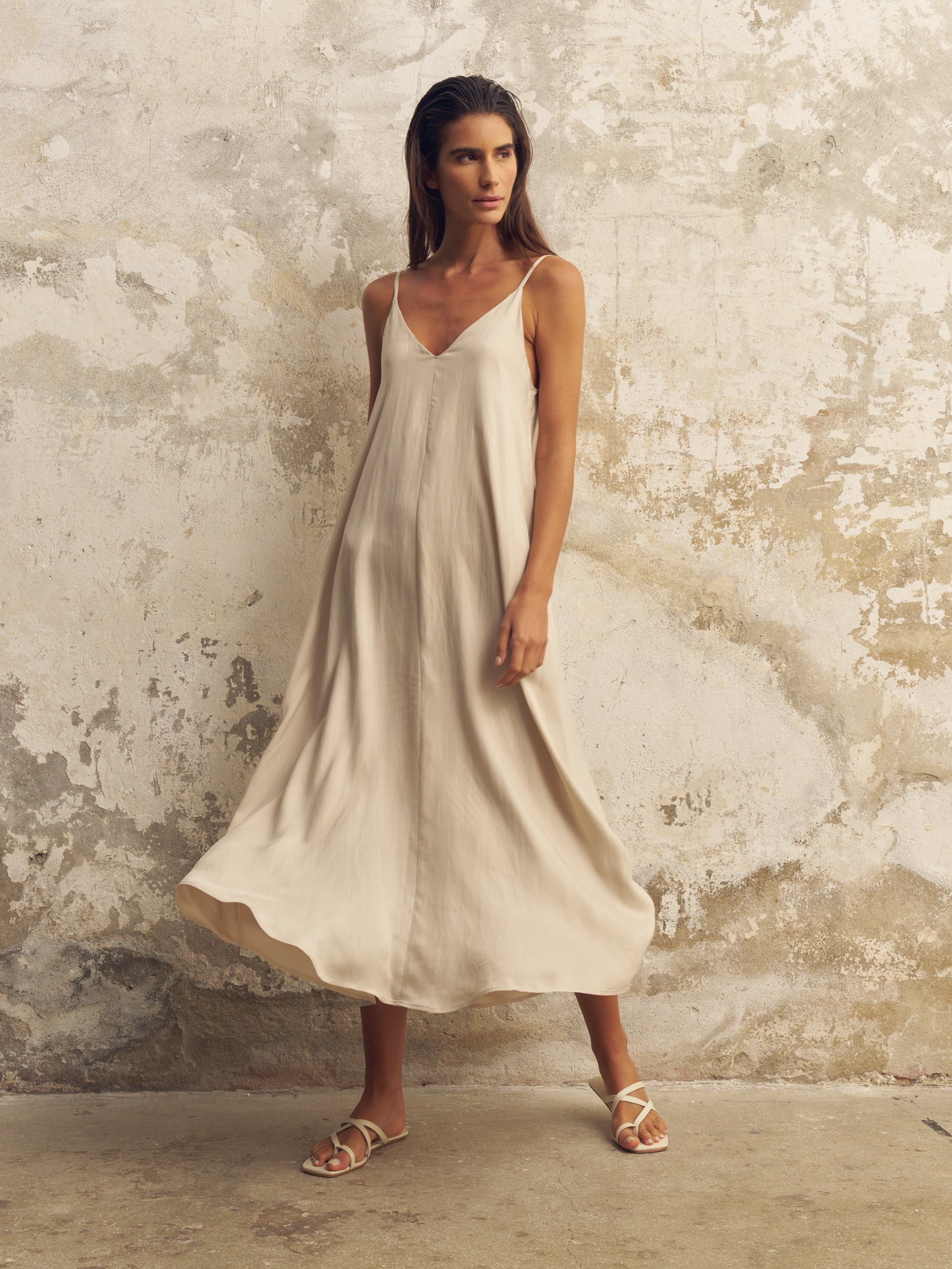 The Handloom Lucid Flow Maxi Dress Sand
