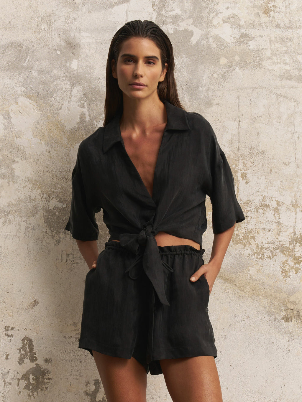 The Handloom Lucid Flow Tie Shorts Black