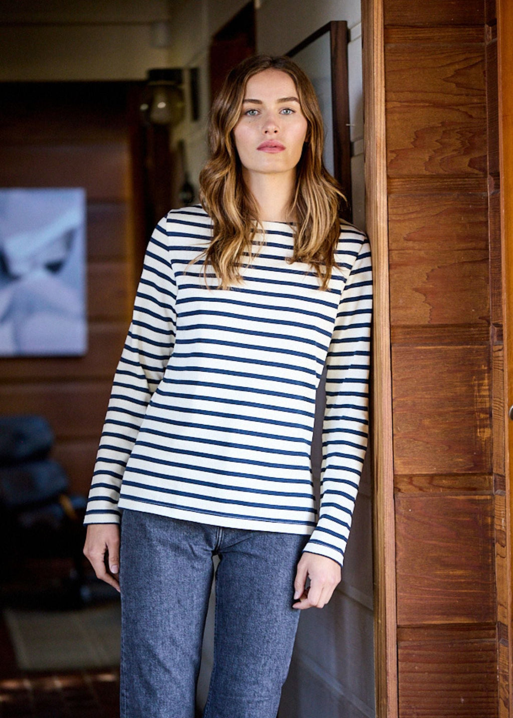Saint James MERIDAME II - Authentic Breton Shirt | Heavyweight Cotton | Women Fit (ECRU / NAVY)