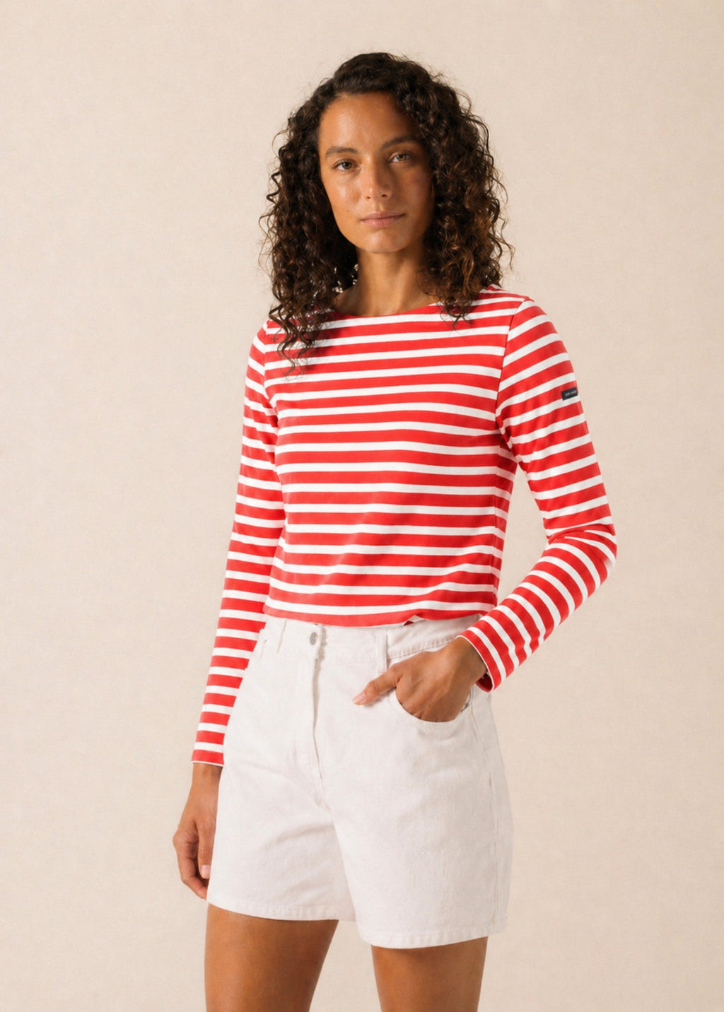 Saint James MERIDAME II Breton Shirt (POPPY RED / WHITE)
