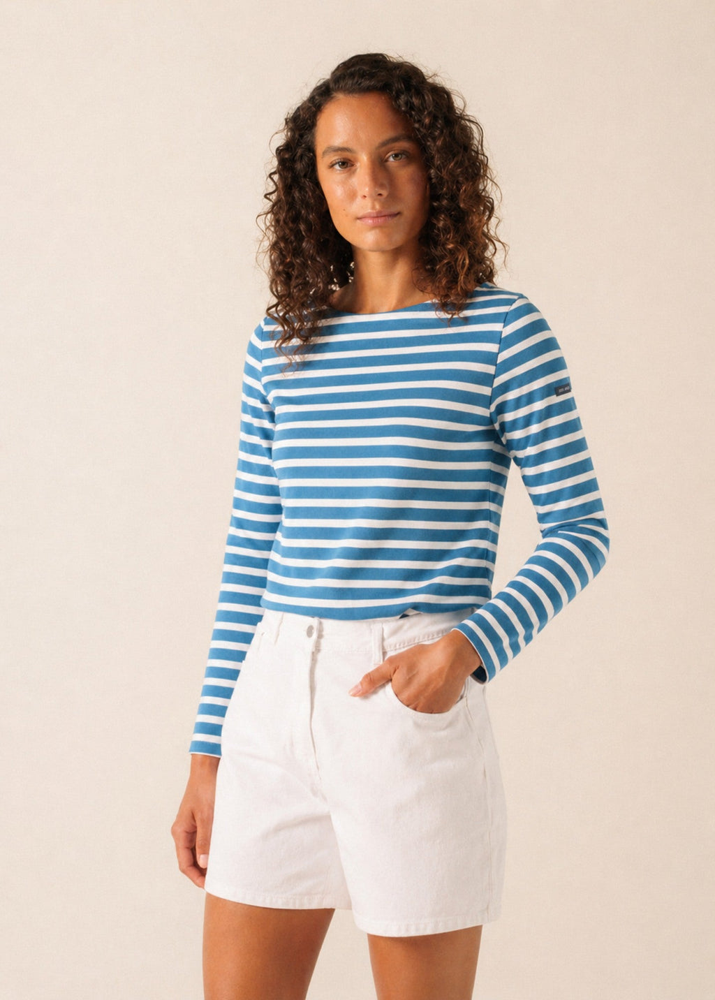 Saint James MERIDAME II Breton Shirt (CAPRI BLUE / WHITE)