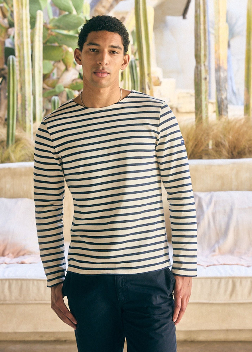 Saint James MERIDIEN MODERNE - Original Breton Shirt | Heavyweight Cotton | Men Fit (ECRU / NAVY)