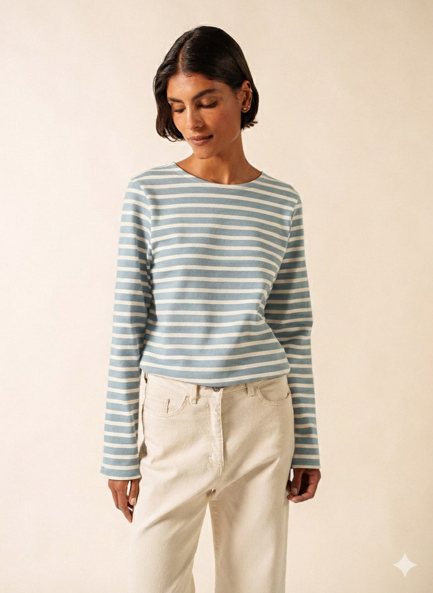 Meridien Moderne Breton Shirt (SKYLIGHT BLUE / WHITE)