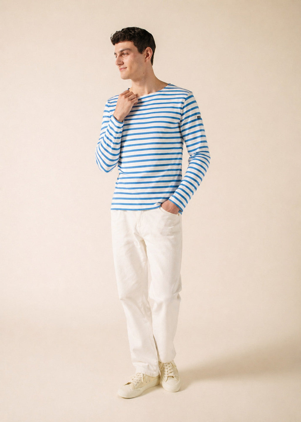 Saint James MERIDIEN MODERNE Breton Shirt (WHITE / CAPRI BLUE)