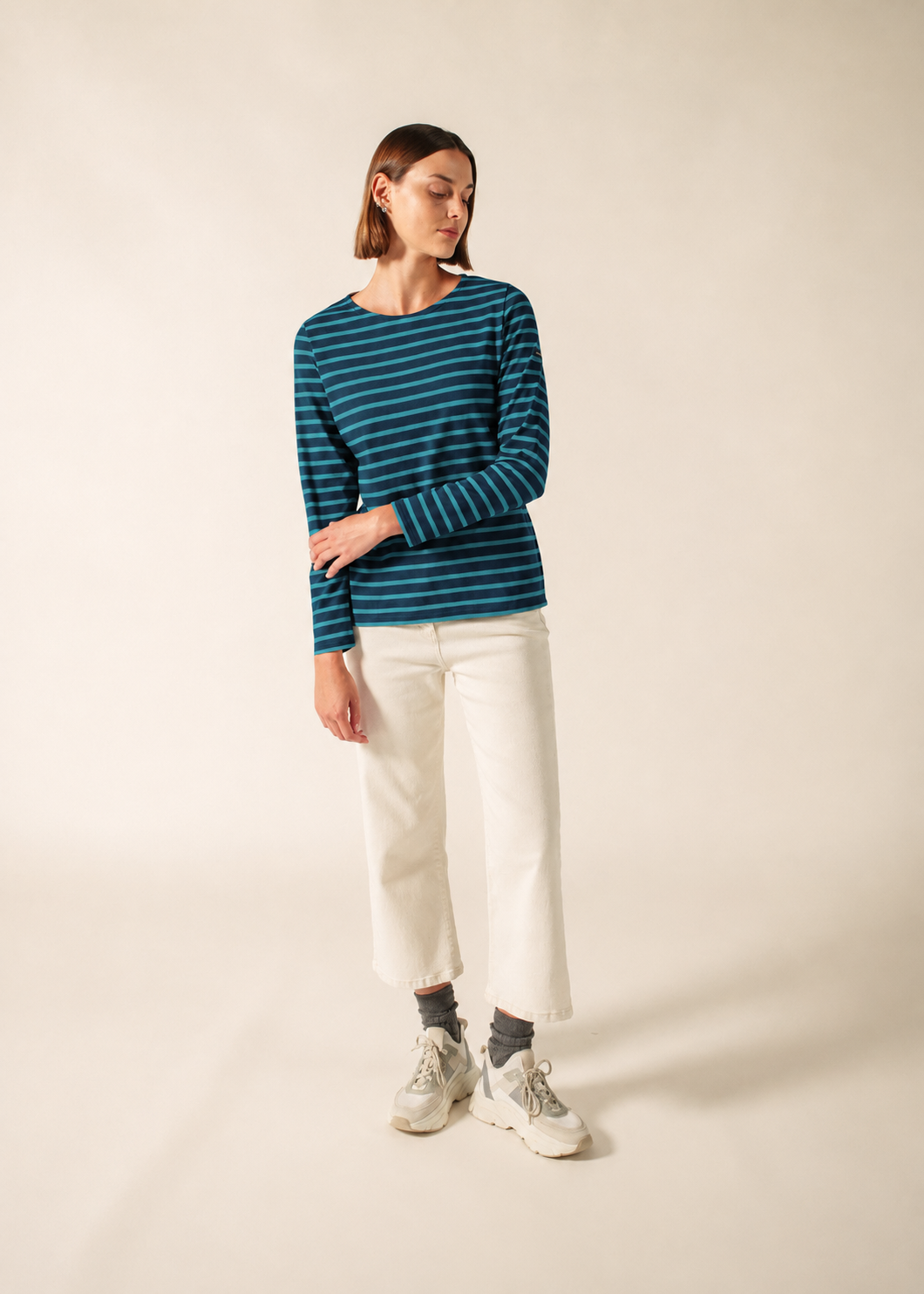 Saint James Minquidame Breton Shirt, Coastal Blue / Navy