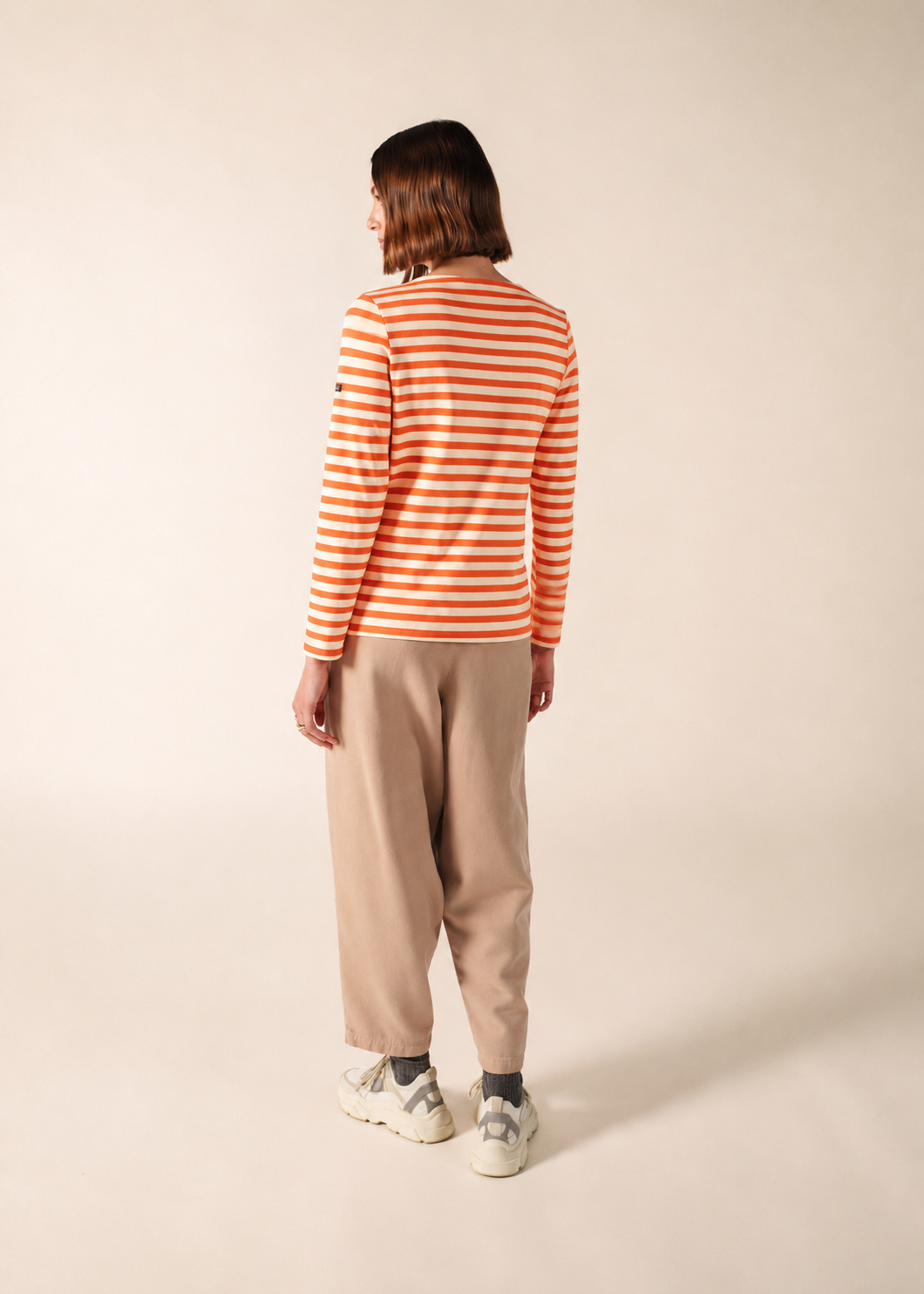 Saint James Minquidame Breton Shirt, Orange / Ivory