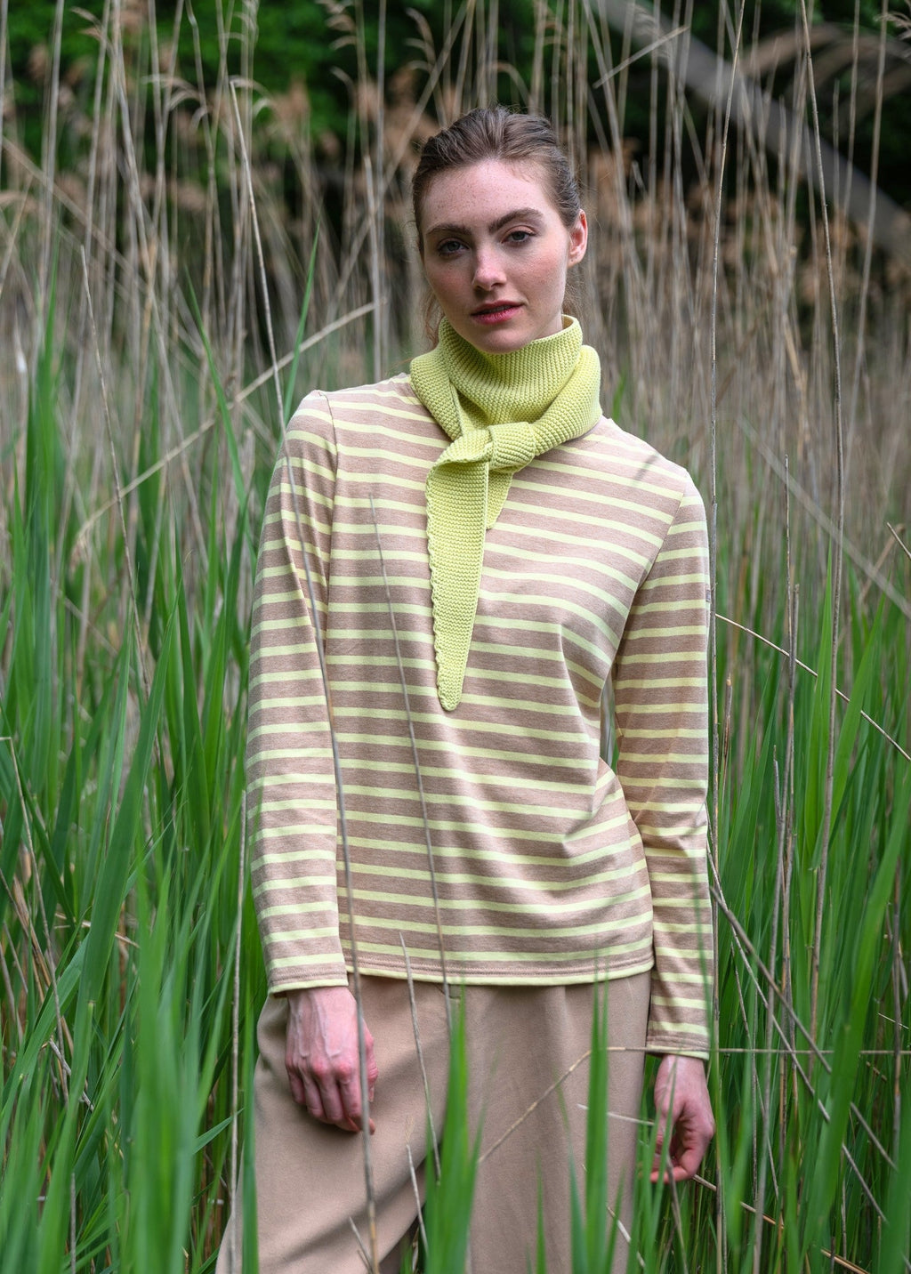 Saint James MINQUIDAME Breton Shirt  (BEIGE MELANGE / BUTTER YELLOW)
