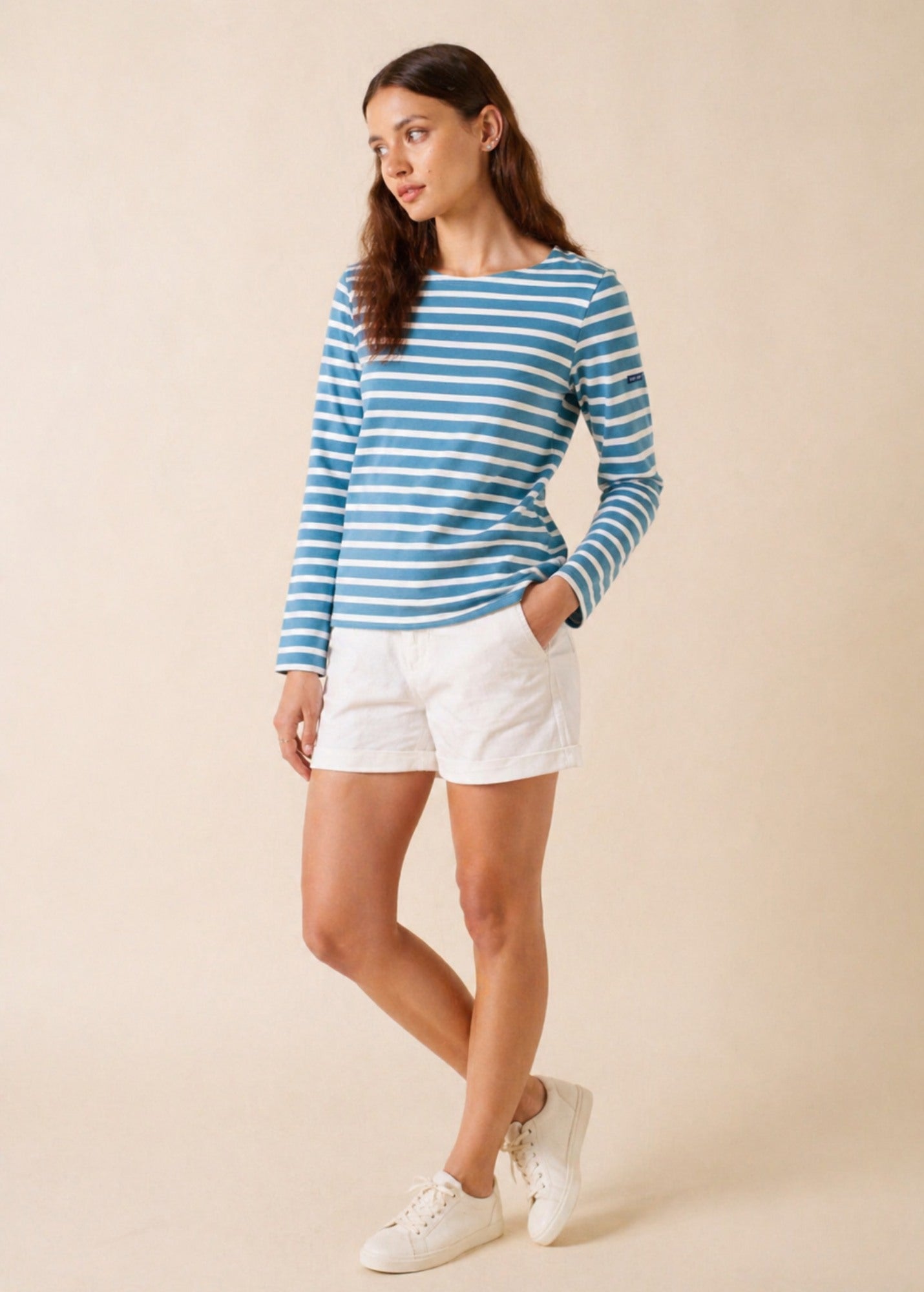 Saint James MINQUIDAME Breton Shirt  (CAPRI BLUE / WHITE)