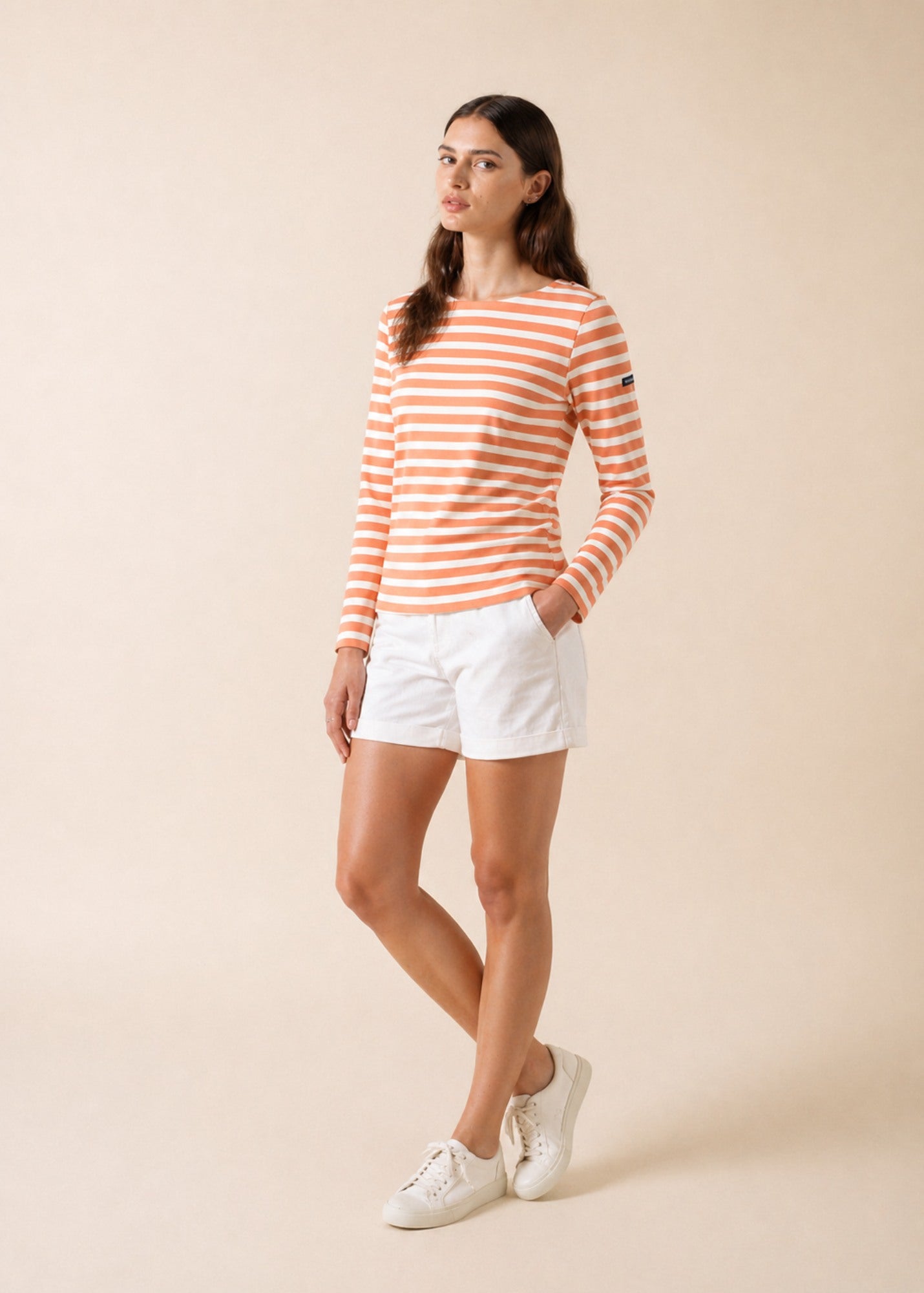 Saint James MINQUIDAME Breton Shirt  (CLAY / WHITE)