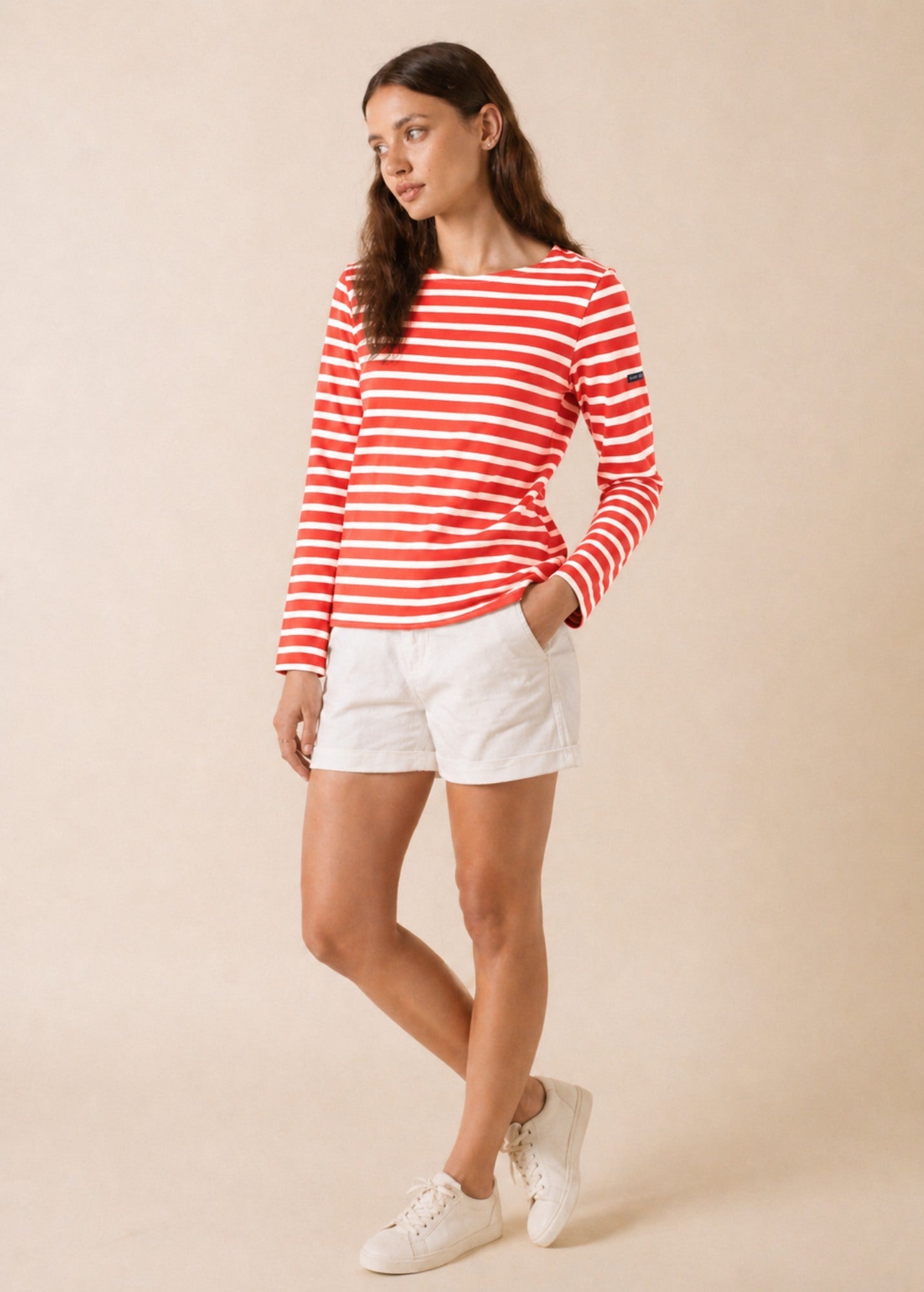 Saint James MINQUIDAME Breton Shirt  (POPPY RED / WHITE)