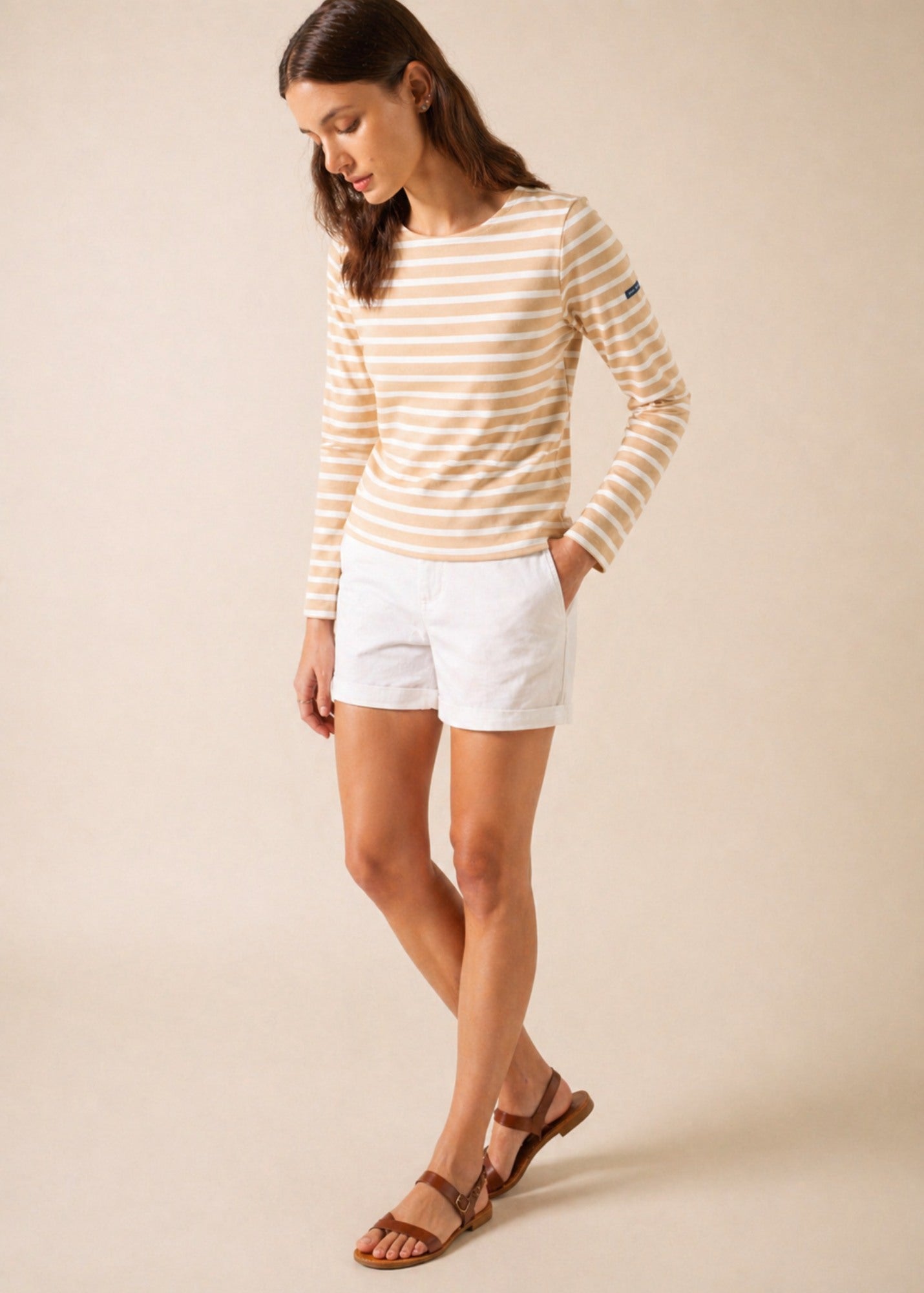 Saint James MINQUIDAME Breton Shirt  (SAIL CANVAS / WHITE)