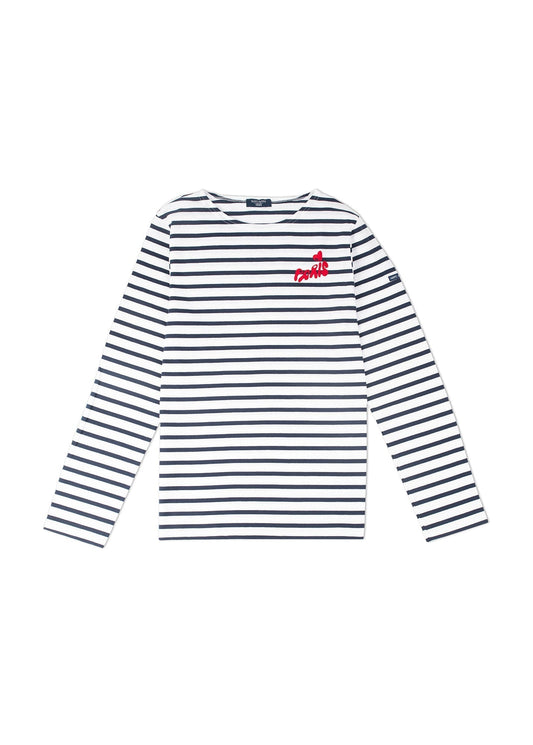 Saint James Minquiers Paris Authentic Breton Stripe Shirt Soft Cotton Men Fit White Navy